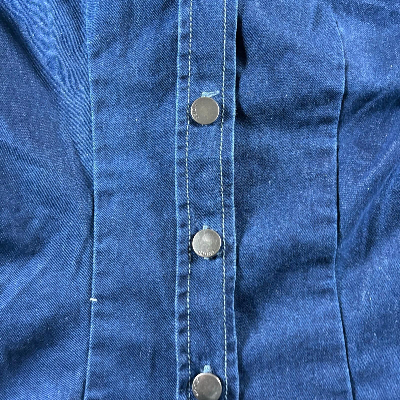 Cyderhouse Cider Denim Stand Collar Bell Sleeve Blouse Size XXS / US 00 / IT 34 - 7 Thumbnail