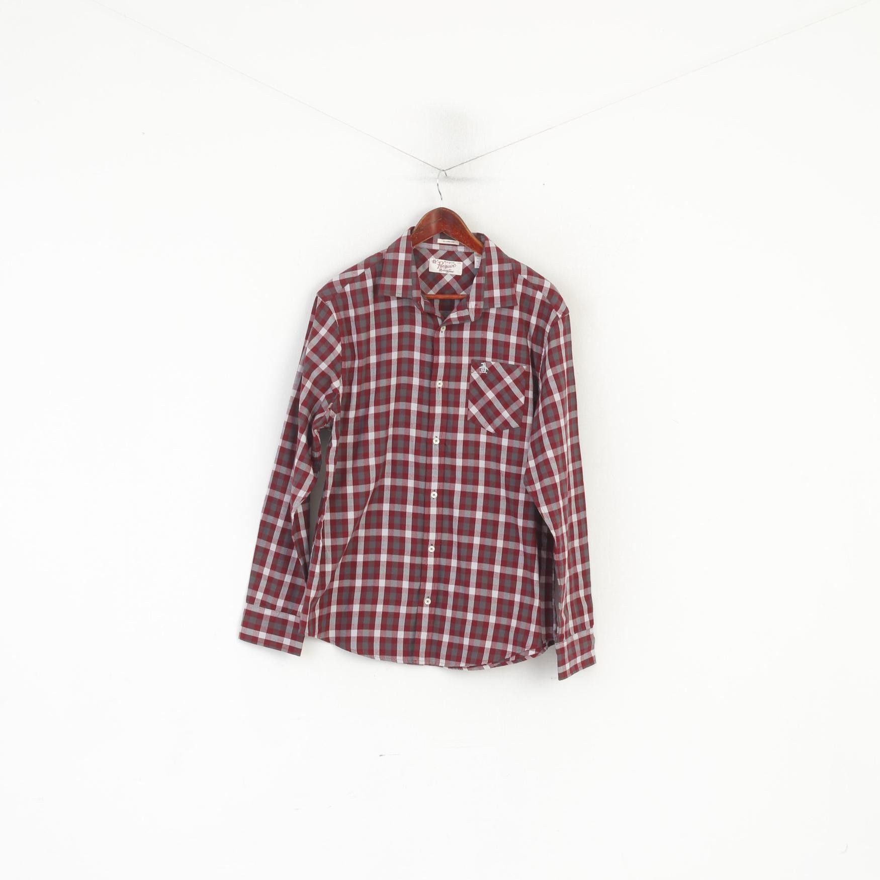 Original Penguin Penguin Men L Casual Shirt Maroon Check 2418 Size US M / EU 48-50 / 2 - 2 Thumbnail