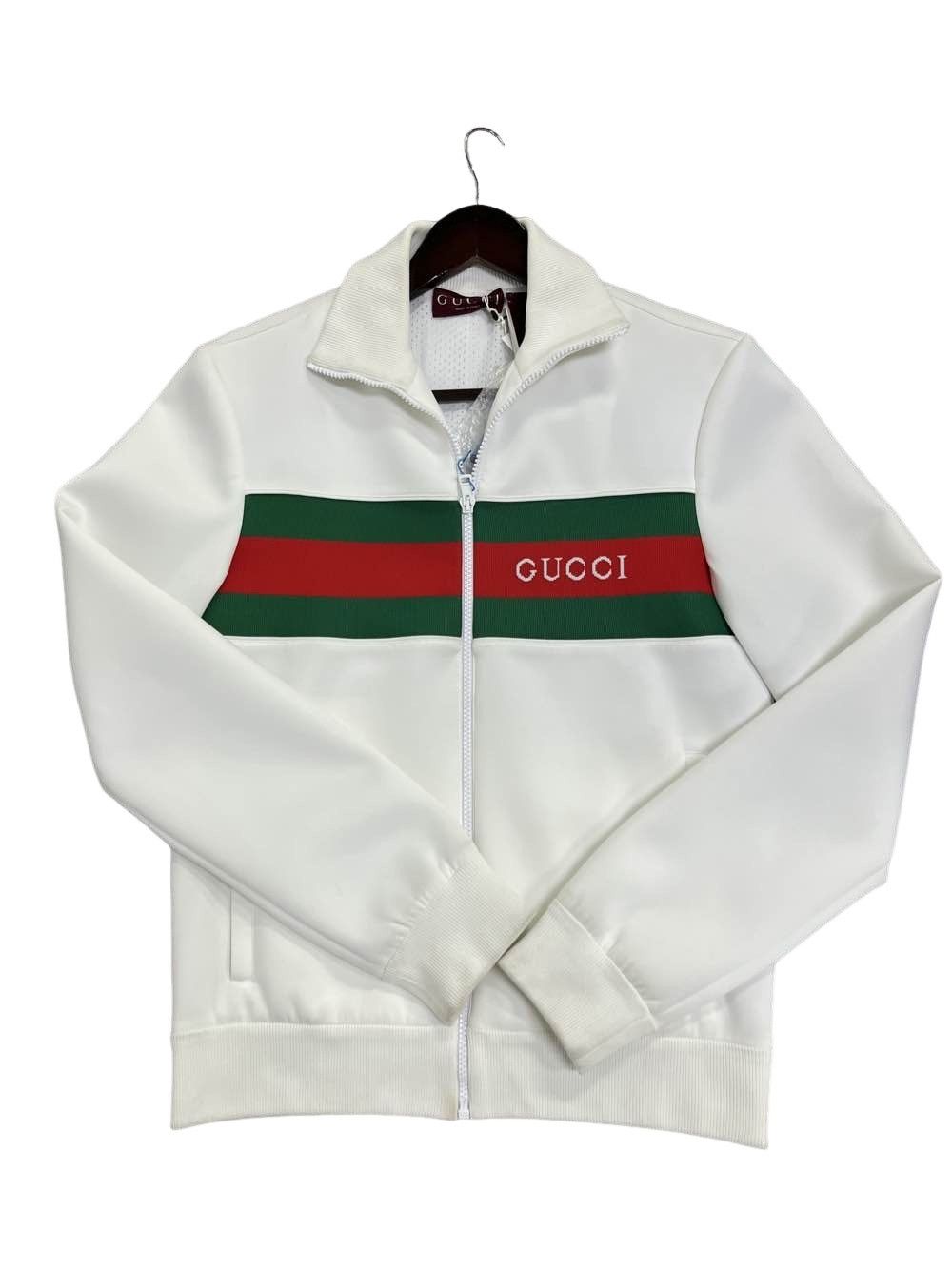 Gucci GUCCI Web Logo Navy Blue Jersey Track Zip-Up Jacket | Grailed