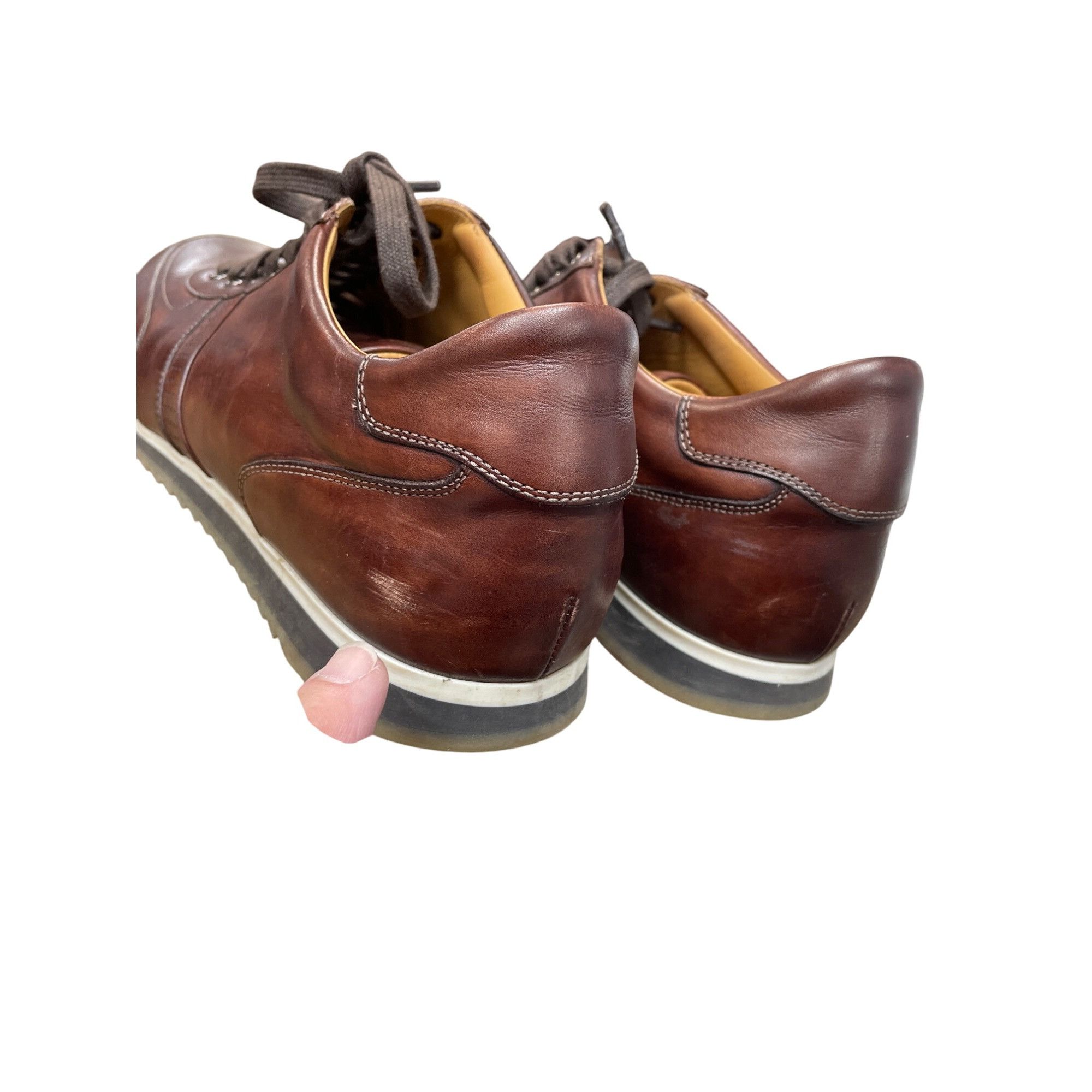 Magnanni Magnanni Mens brown luxury Portugal made leather sneakers si Size US 11 / EU 44 - 7 Thumbnail