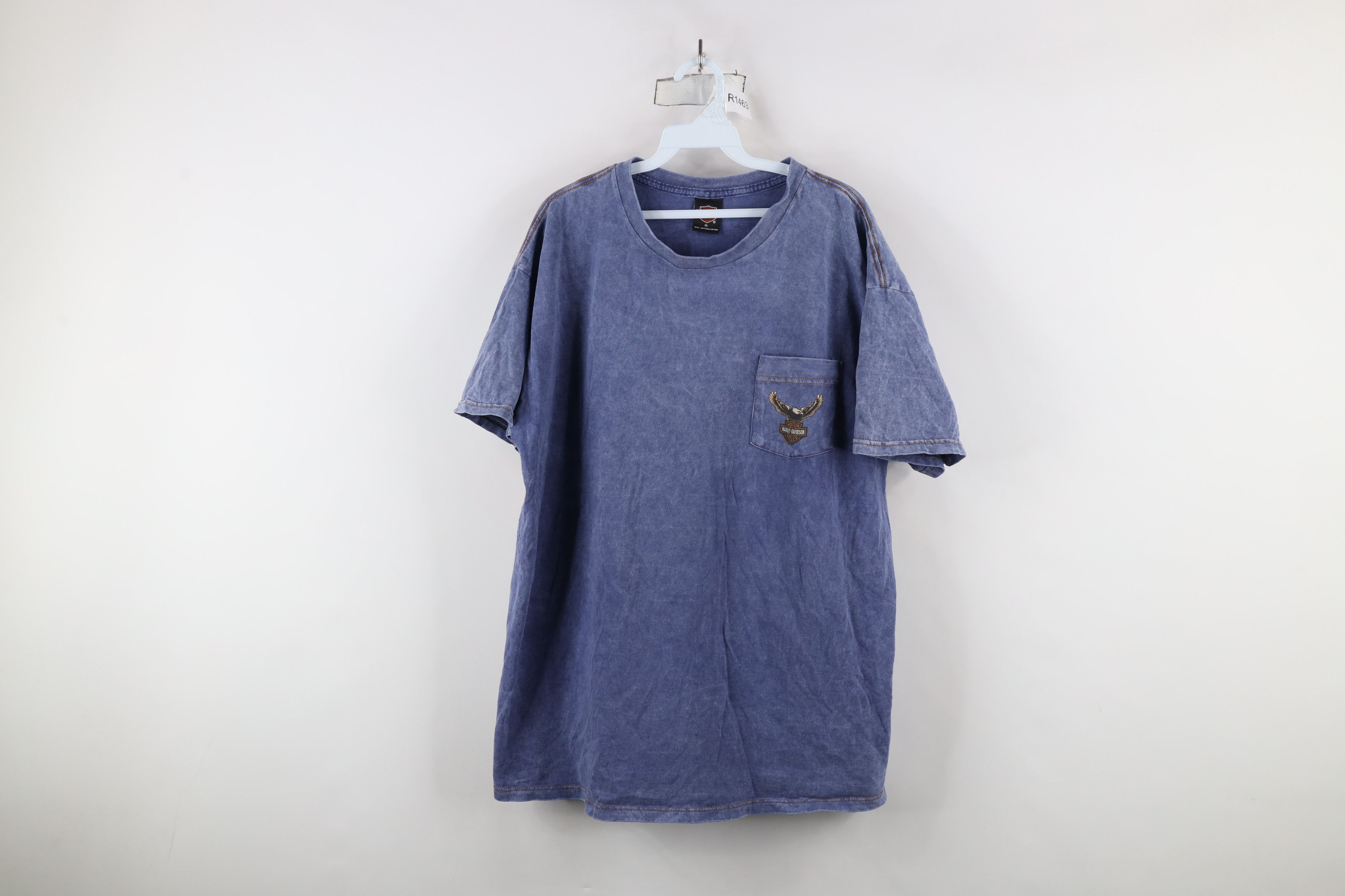 Harley Davidson × Vintage Vintage 90s Harley Davidson Wash Eagle Pocket T-Shirt USA Size US XL / EU 56 / 4 - 1 Thumbnail