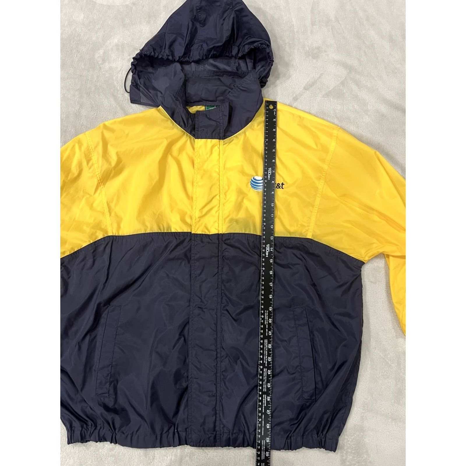 Vintage VINTAGE Outer Banks Jacket Windbreaker Hooded 90s Yellow/Navy XL Men’s Size US XL / EU 56 / 4 - 4 Thumbnail
