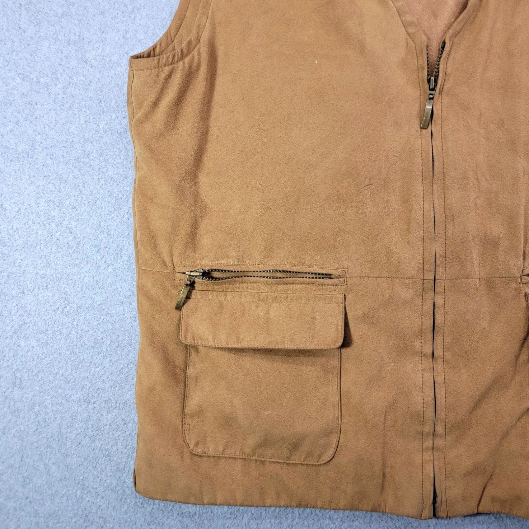 Vintage C.comberti Vest Mens XL Beige Microfiber Lined Full Zip Pockets Military Jacket (Short) Mens Size US XL / EU 56 / 4 - 3 Thumbnail