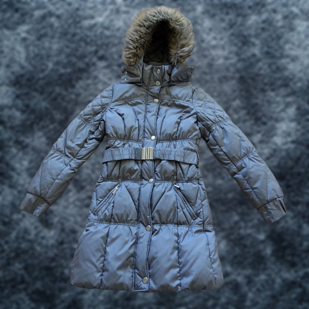 Esprit VINTAGE Esprit Coat Womens 4 Gray Down Puffer Hooded Faux Fur Belt Long Quilted Size S / US 4 / IT 40 - 1 Thumbnail
