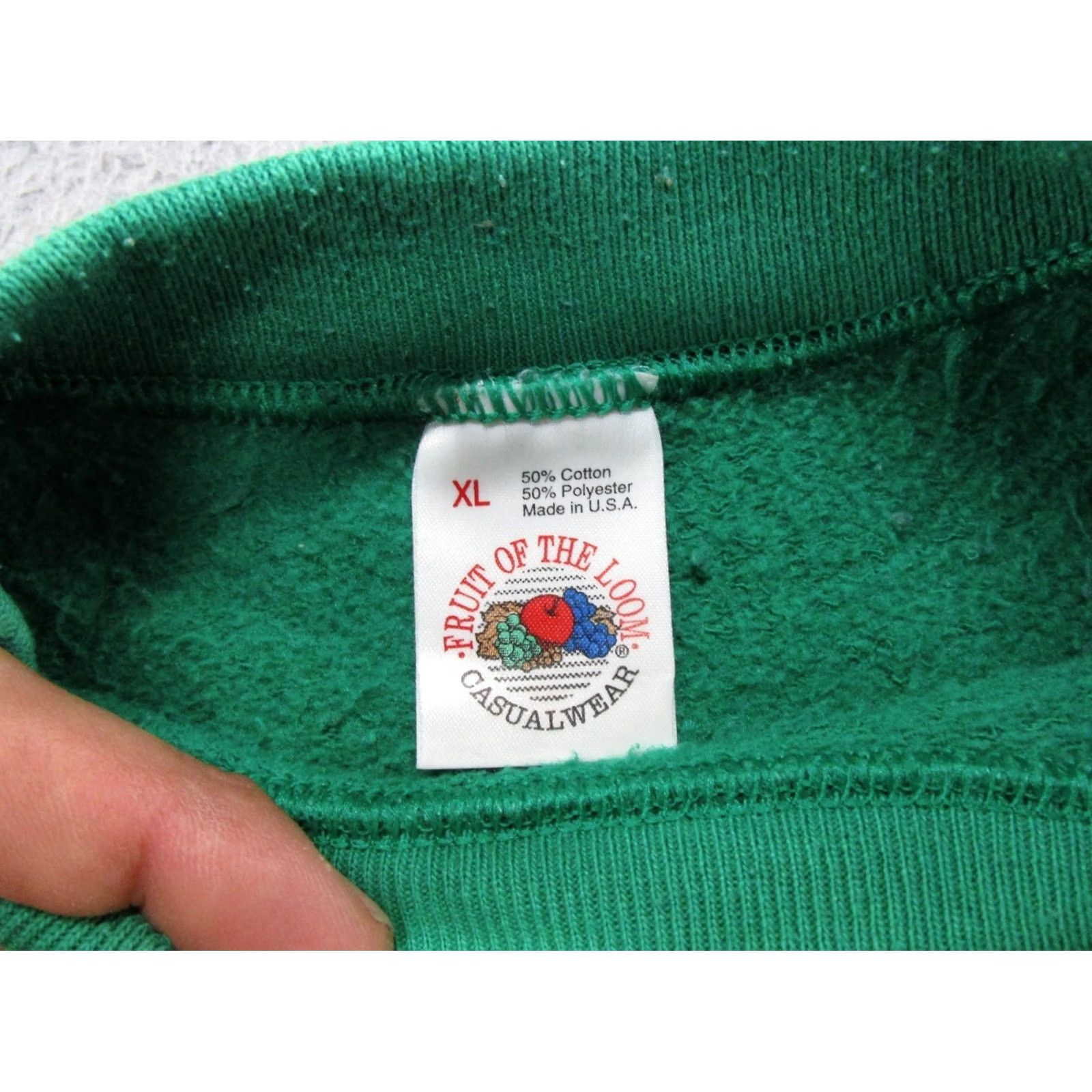 Fruit Of The Loom VINTAGE Fruit of the Loom Green Raglan Crew Neck XL Sweatshirt Men 80s 90s Size US XL / EU 56 / 4 - 2 Thumbnail