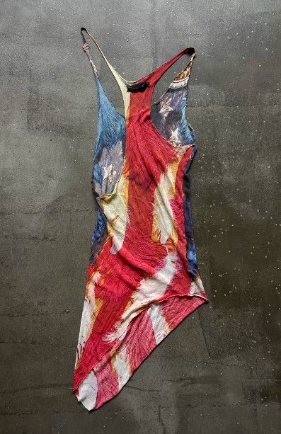 If Six Was Nine IF SIX WAS NINE U.S. Flag Asymmetric Camisole Dress Size ONE SIZE - 2 Thumbnail