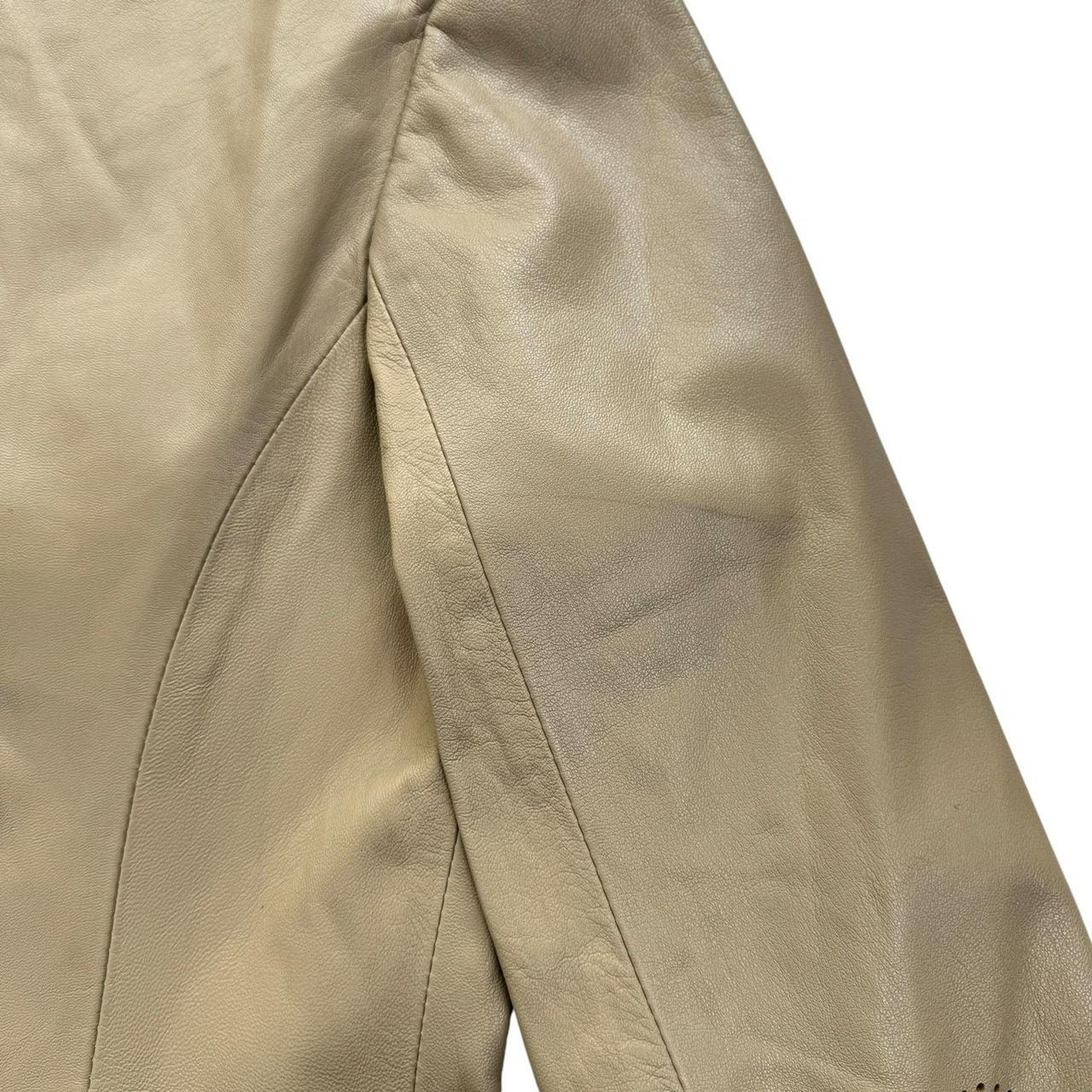Other Wallace Sacks Beige Boho Leather Jacket Cut-Out Sleeves Size M / US 6-8 / IT 42-44 - 7 Thumbnail