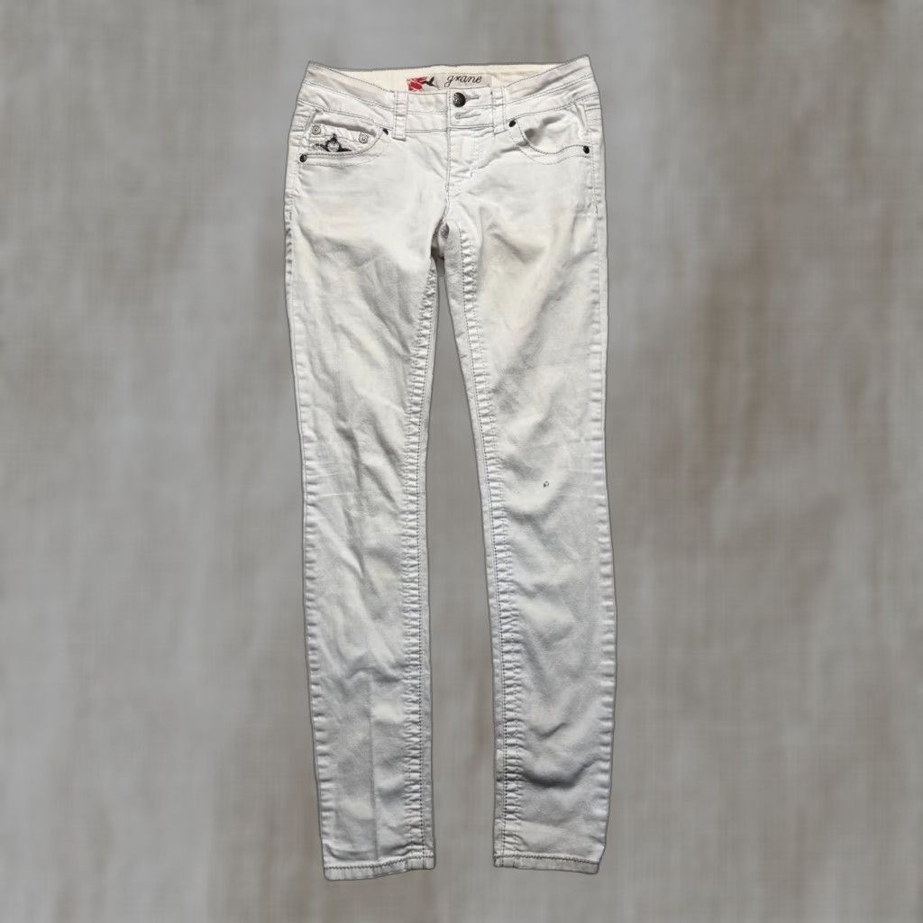 Denime Grane White Denim Jeans Straight Junior Size 1 Size 25" / US 0 / IT 36 - 1 Thumbnail