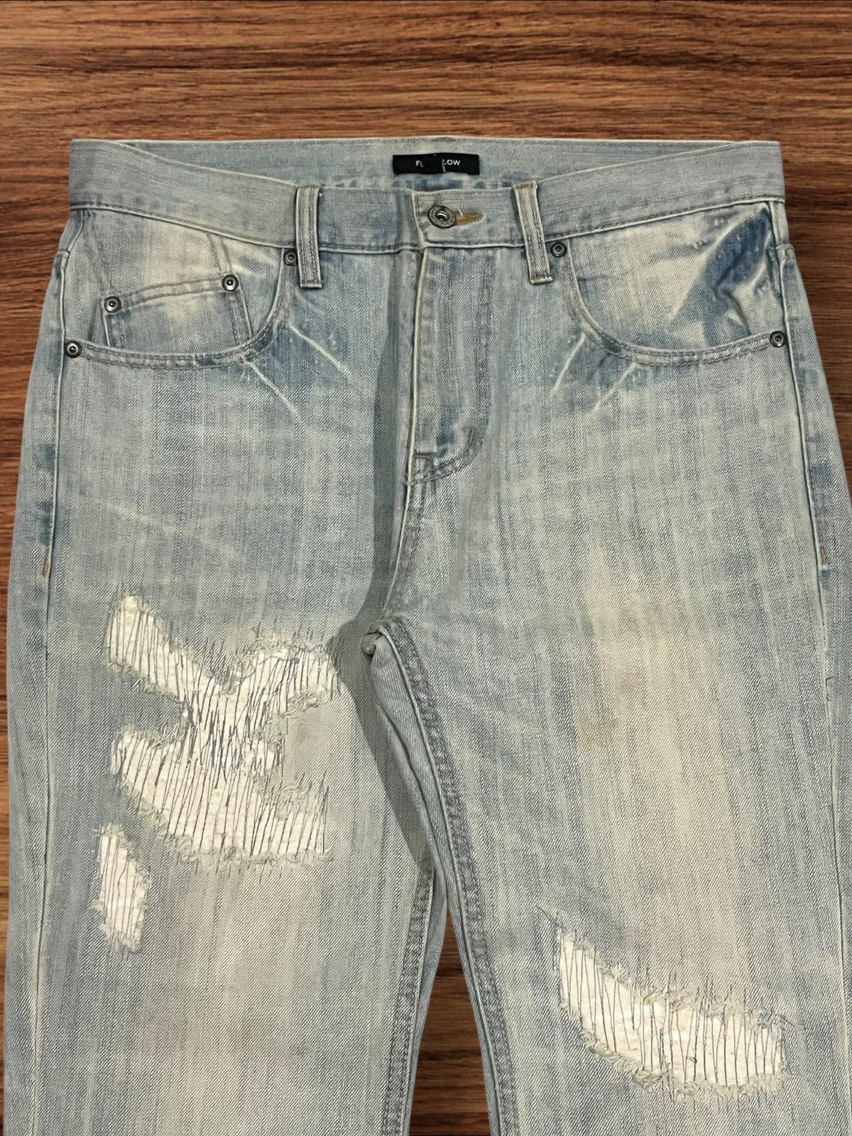 Japanese Brand Vintage Japanese Brand Distressed Sashiko Style Blue Jeans Size US 32 / EU 48 - 4 Thumbnail