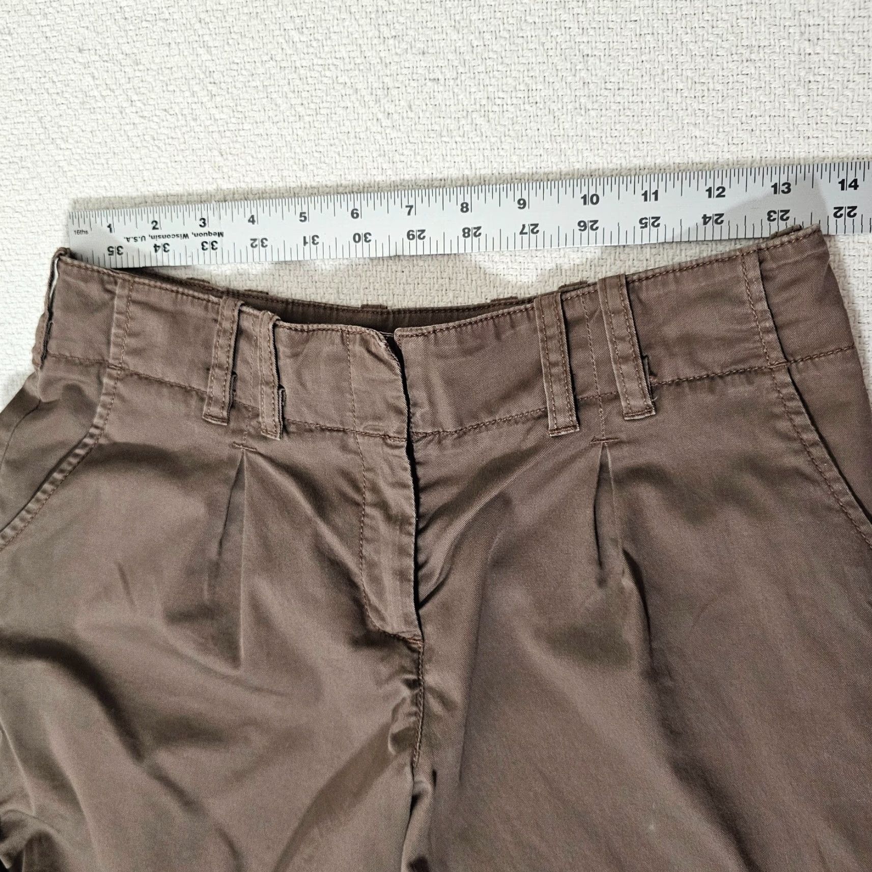 J. Jill J. Jill Shorts Women Bermuda 4P Petites Brown Cotton Cuffed Slash Pocket Zip Mid Rise 5.5 In Solid Flat Front Casual Spring Summer Classic Size 27" / US 4 / IT 40 - 3 Thumbnail