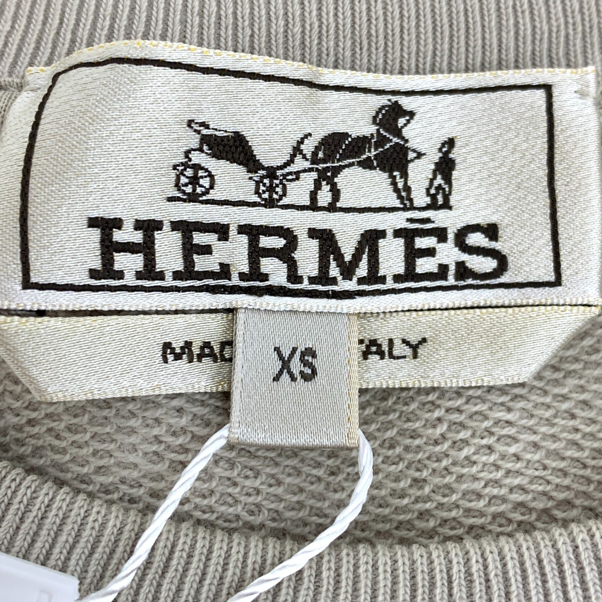 Hermes Hermes Khaki Horsebit Patchwork Sweatshirt XS Cotton & Lambs Size XS / US 0-2 / IT 36-38 - 2 Thumbnail