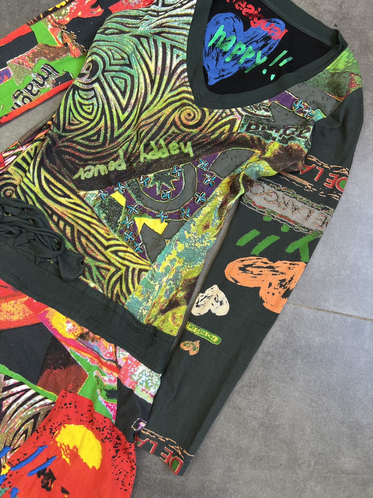 Desigual × Jean Paul Gaultier × Vintage JPG STYLE Desigual Y2K Psychedelic Green Sleeveless Dress Size M / US 6-8 / IT 42-44 - 6 Thumbnail