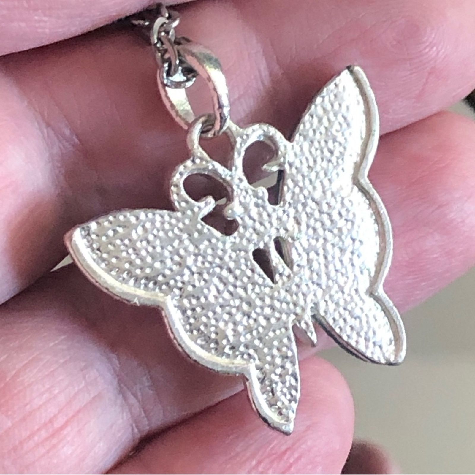 Other Sparkle green enamel blue rhinestone butterfly necklace Size ONE SIZE - 4 Thumbnail