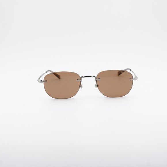 Montblanc Montblanc MB0303S 003 Sunglasses Silver Square Frame, Brown Size ONE SIZE - 3 Thumbnail