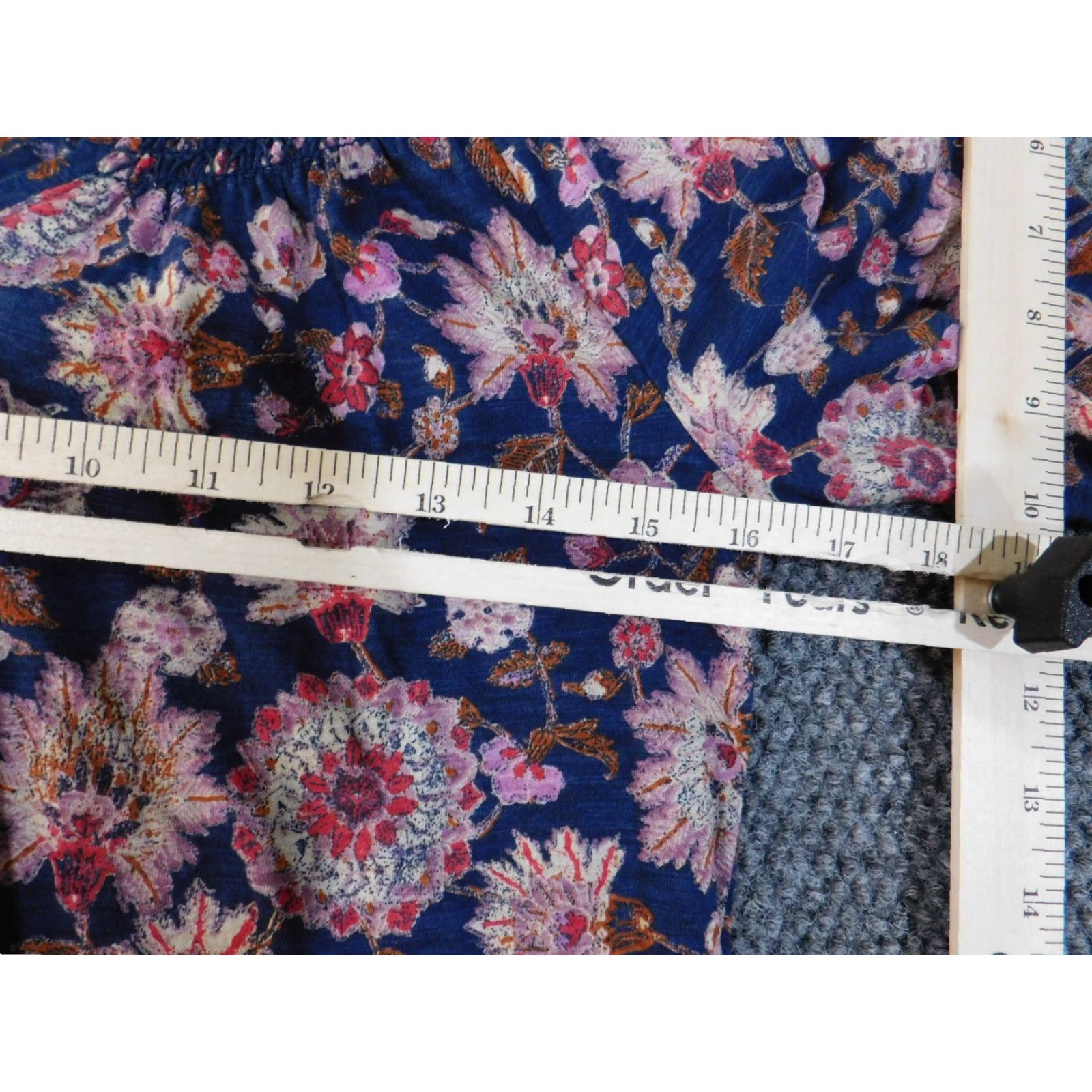 Lucky Brand Lucky Brand Blouse Top XS Women Blue Geometric Floral Knit Cotton Viscose Stretch Casual Regular Modern Classic Size XS / US 0-2 / IT 36-38 - 7 Thumbnail
