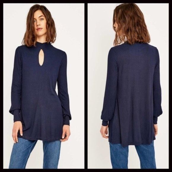 Free People We the Free S Tunic COPA BANANA Jersey Rib Knit Blue Coastal Size S / US 4 / IT 40 - 1 Thumbnail