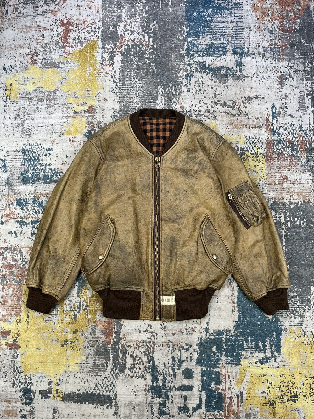 ヴィンテージ　ピンクハウス　ボンバージャケット　レザージャケット Vtg Pink House Cowhide Leather Bomber Jacket