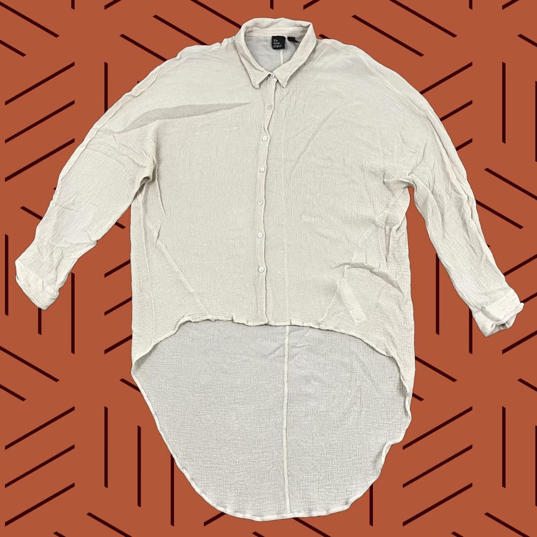 Eileen Fisher The Fisher Project by Eileen Fisher Tunic Top Women M Ivory Silk Hi Low Hem Button-Up Size M / US 6-8 / IT 42-44 - 1 Thumbnail