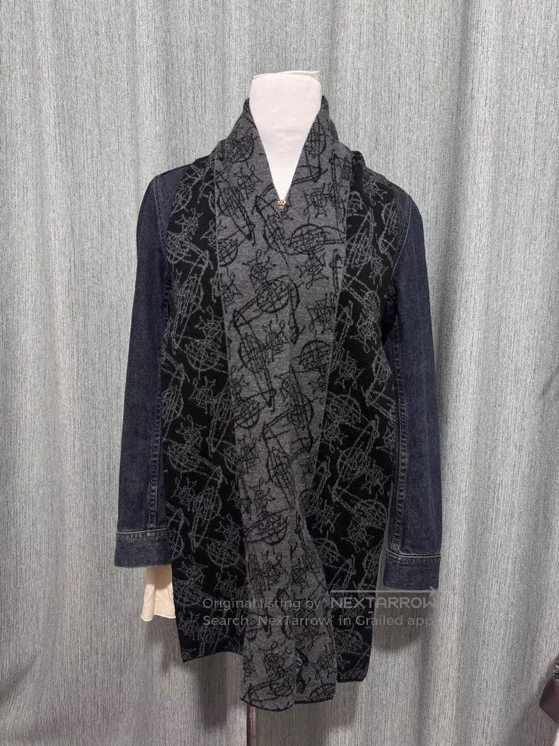 Vivienne Westwood Vivienne Westwood Black and Gray Two-Sided Saturn Scarf Size ONE SIZE - 4 Thumbnail