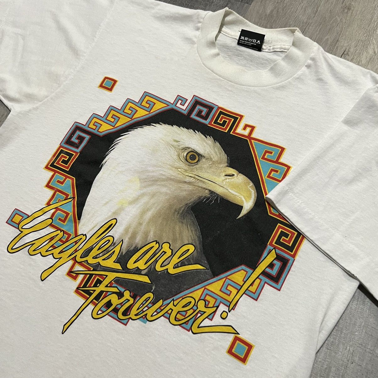 Vintage VTG Eagles Are Forever 90s Navajo Biker Script USA Shirt Size US L / EU 52-54 / 3 - 3 Thumbnail