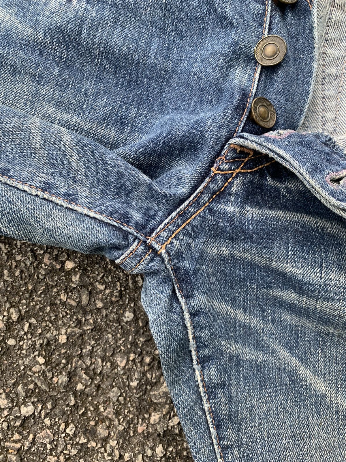 GOA GENUINE VINTAGE GOA JAPANESE SELVEDGE PUNK DISTRESSED DENIM☠️ Size US 30 / EU 46 - 19 Thumbnail