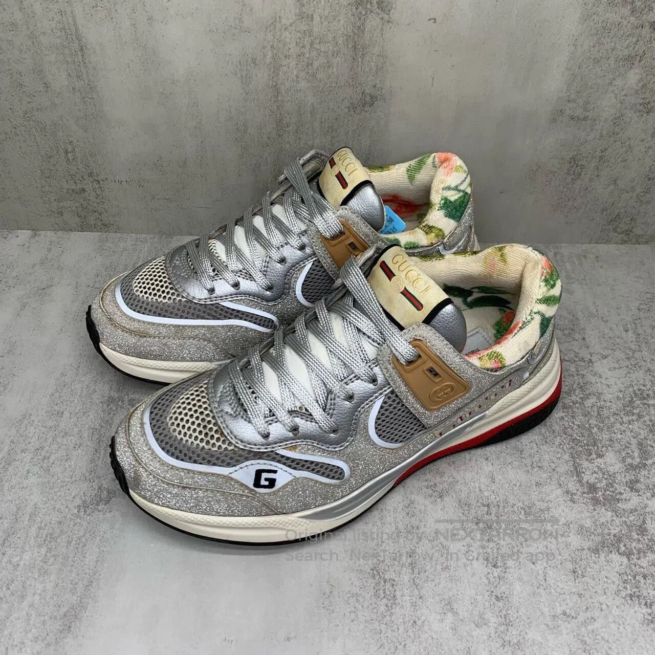 Gucci gucci ultrapace silver glitter sneakers size 37.5. Size US 7.5 / EU 40-41 - 1 Thumbnail