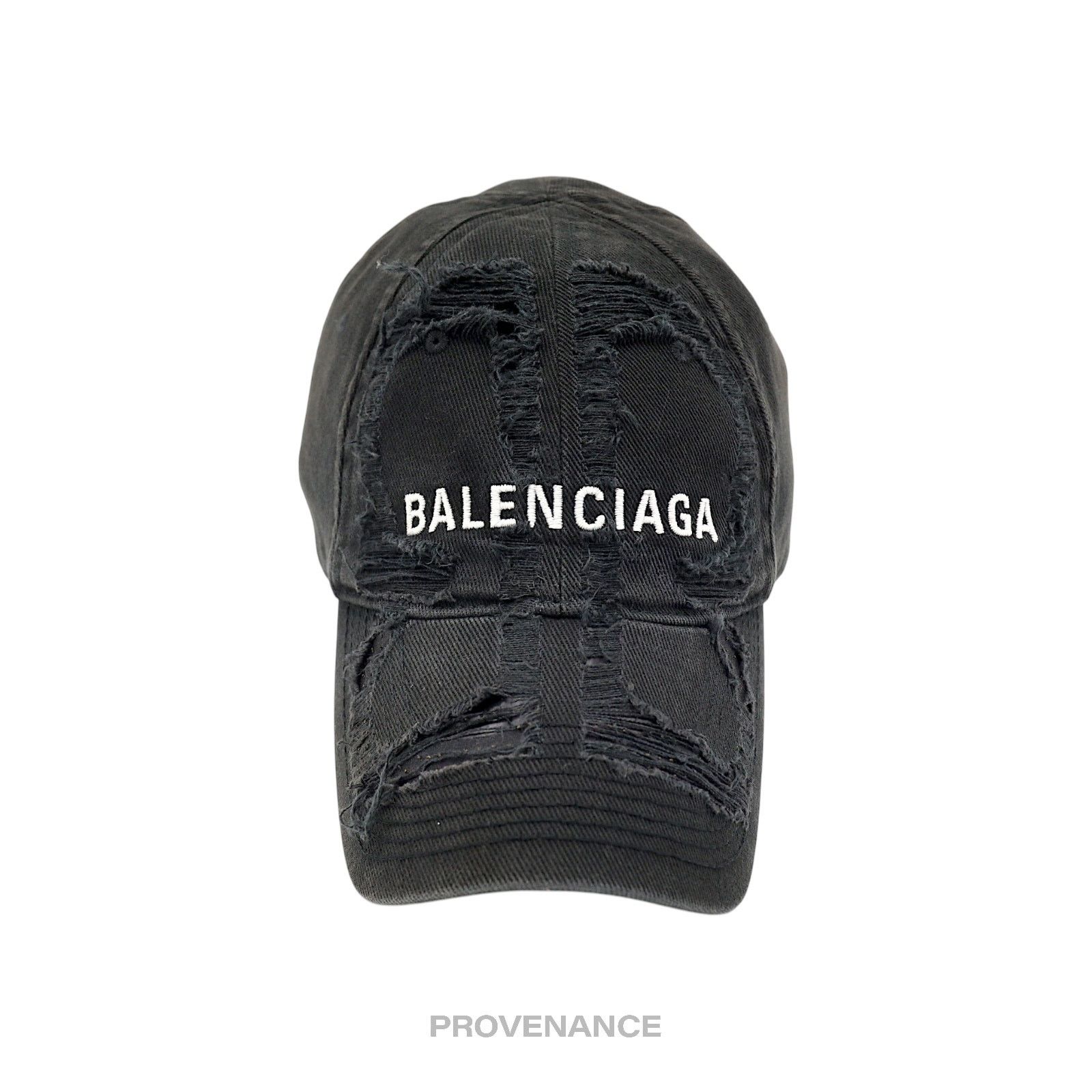 🔴 Balenciaga Embroidered Logo BB Lazer Destroyed Cap Black