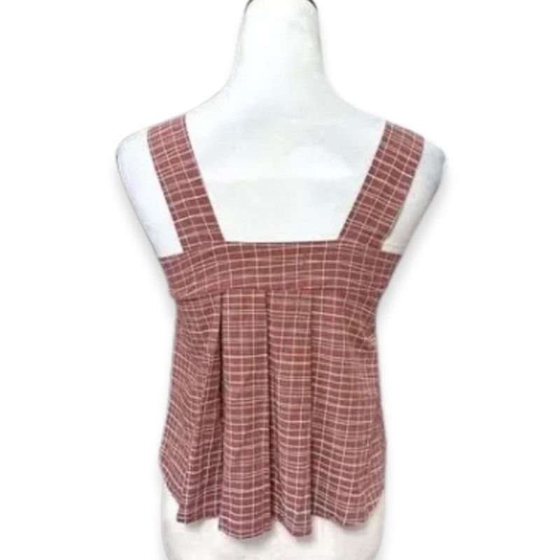 Other Torio Crop Top Plaid Square Neck Pleated Back Red/White S Size S / US 4 / IT 40 - 4 Thumbnail