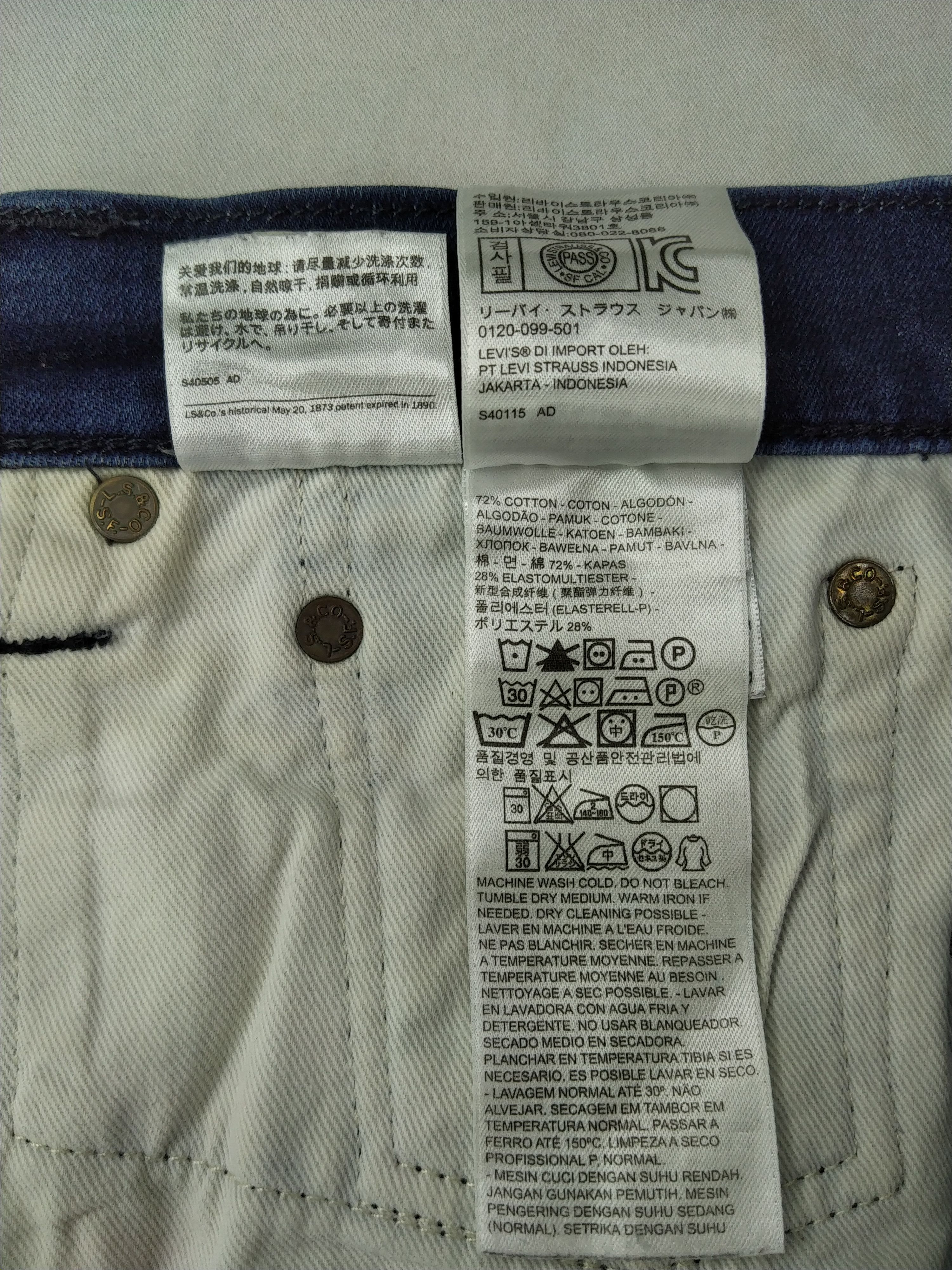 Levi's Dark Blue Levi's 511 Denim 34x29 -JN274 Size US 34 / EU 50 - 6 Thumbnail