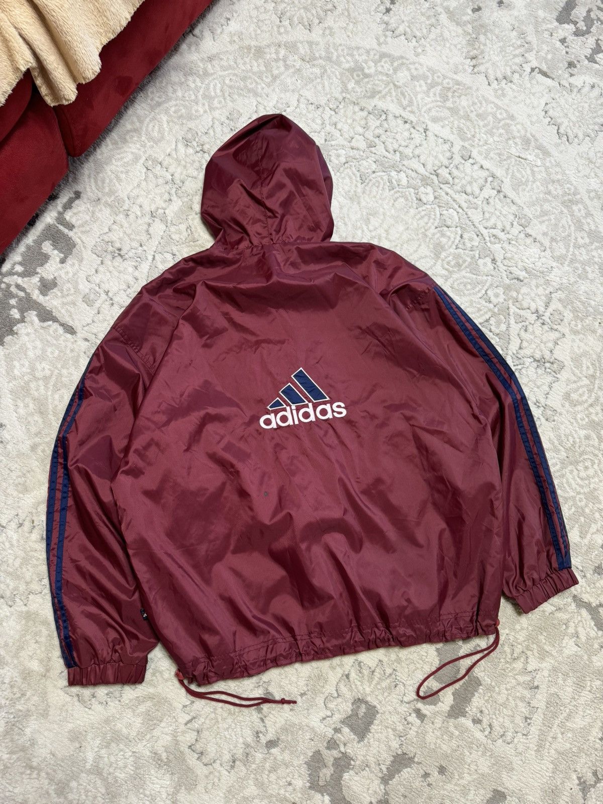 Adidas × Vintage Vintage Adidas Burgundy Anorak Nylon Jacket Size US XL / EU 56 / 4 - 15 Thumbnail