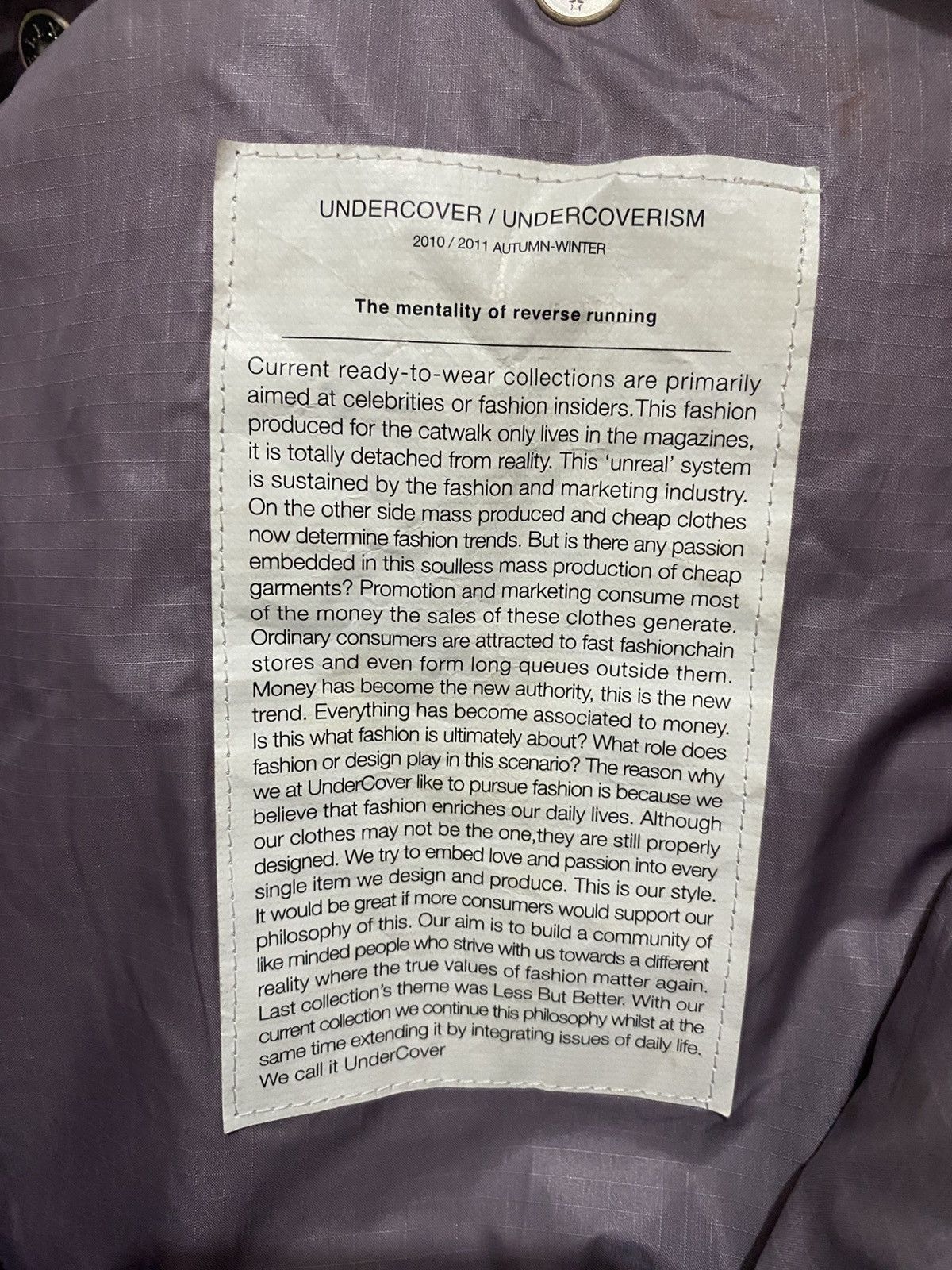 Undercover Undercover/Undercoverism Size US S / EU 44-46 / 1 - 5 Thumbnail