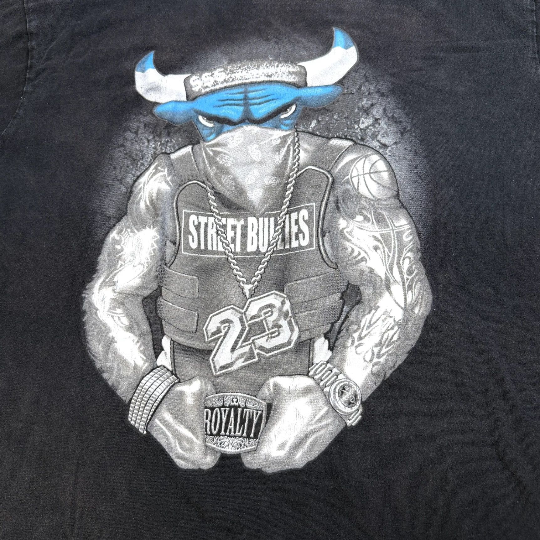 Vintage Flying Horse Street Bullies Shirt Mens 5XL Black Graphic Bull 23 Royalty Size US XXL / EU 58 / 5 - 4 Thumbnail