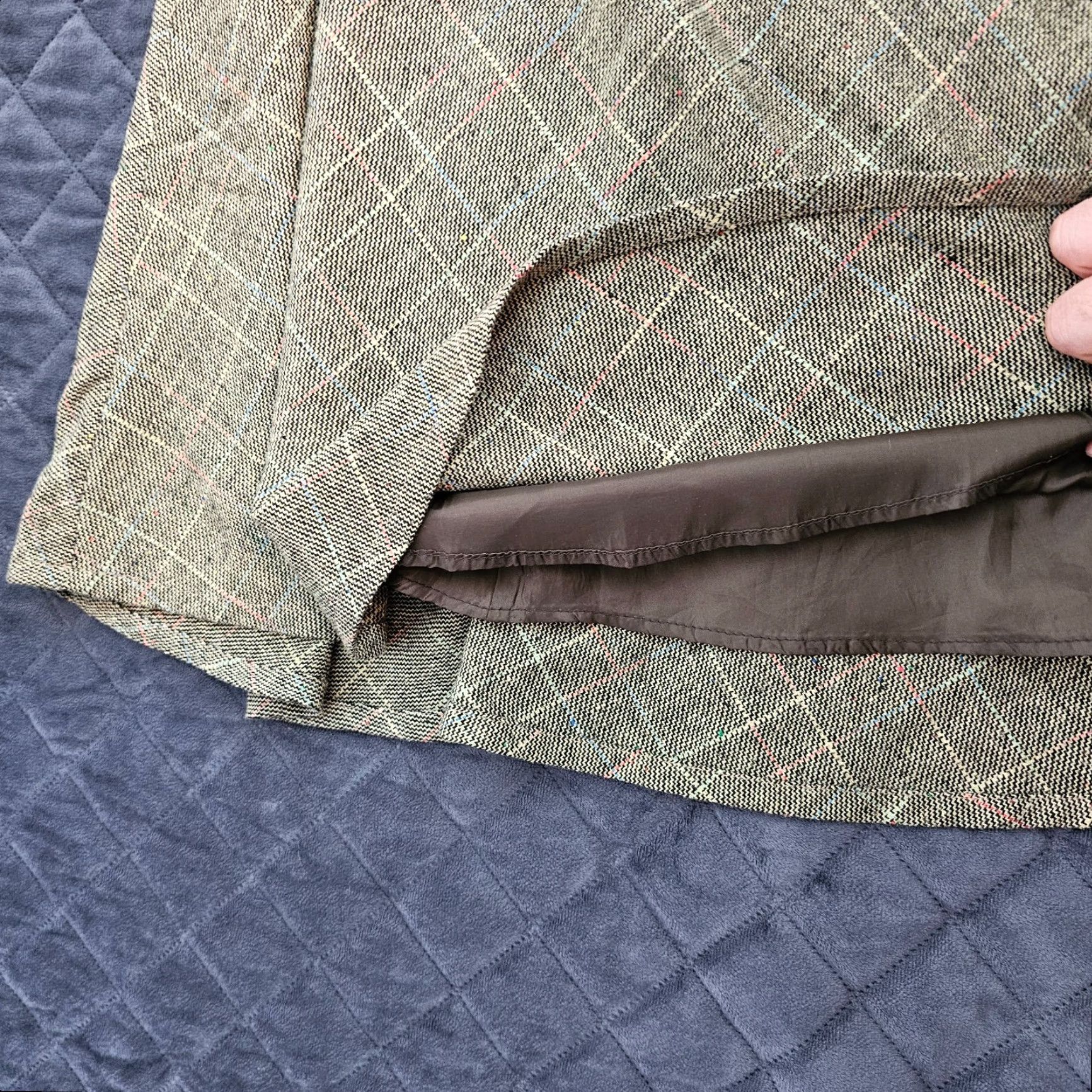 Vintage VINTAGE Suzy Shier Wool Skirt Green Diamond Pattern A-Line Lined Zipper Knee Length 0 Womens Size 25" / US 0 / IT 36 - 7 Thumbnail
