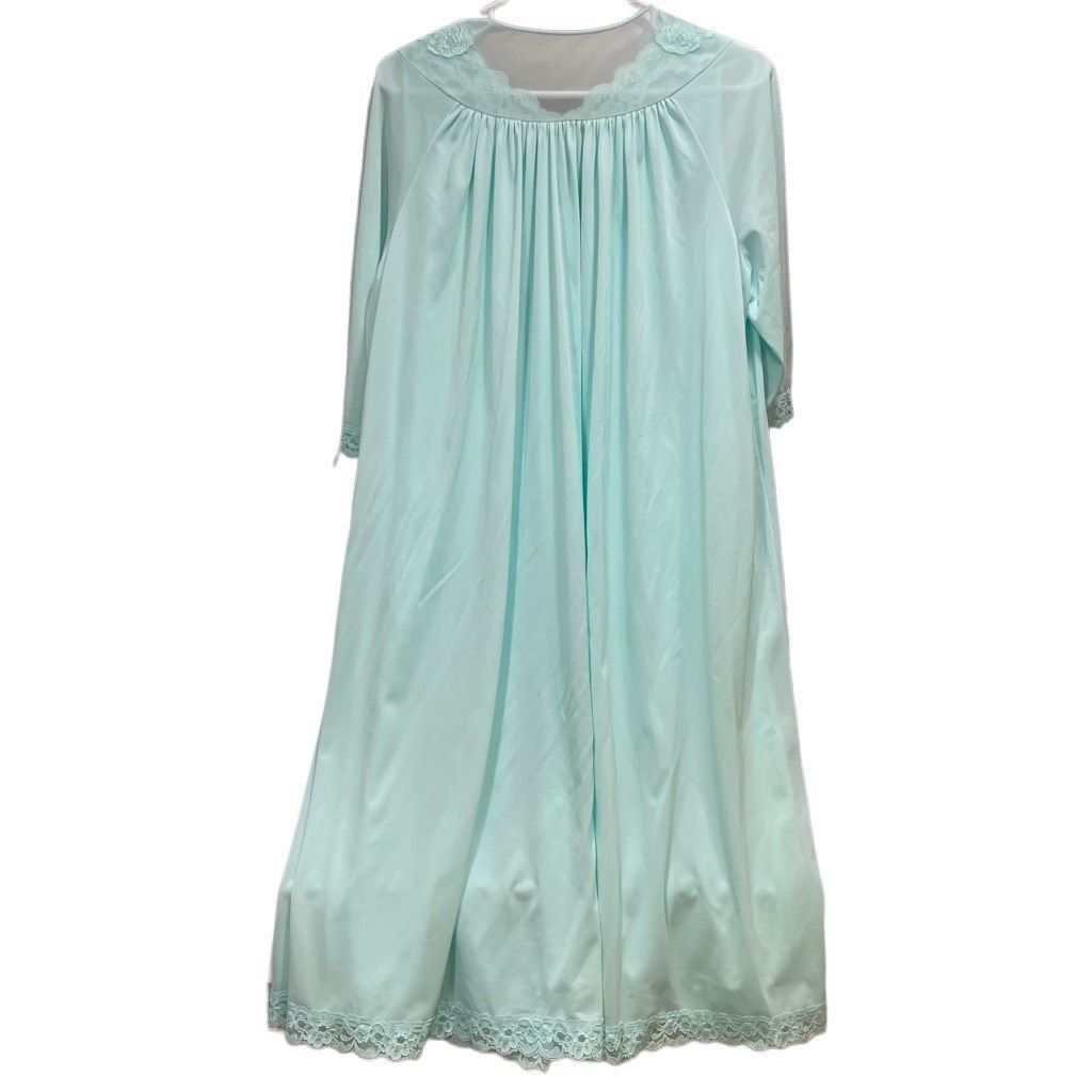 Vintage Vtg 70s Shadowline Womens Peignoir Set M Robin Egg Blue Mad Size ONE SIZE - 2 Thumbnail