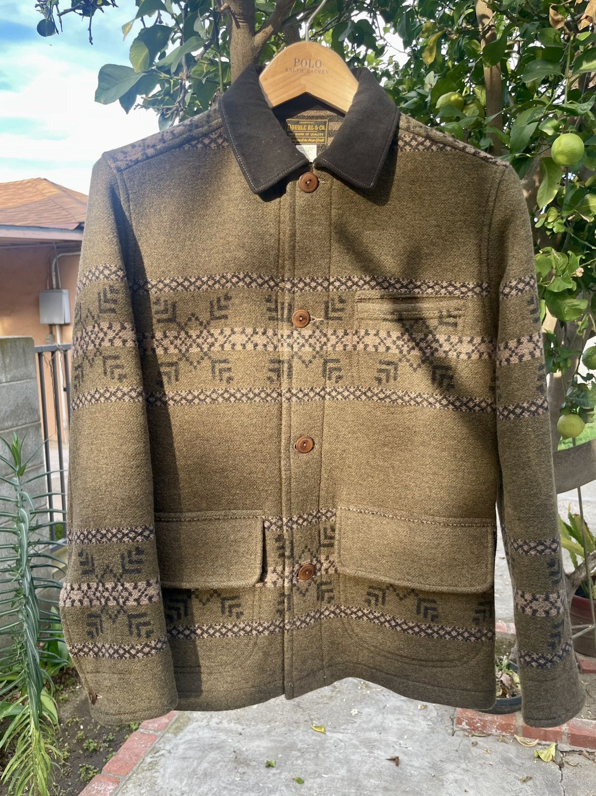 RRL Ralph Lauren Western Jacquard Jacket Wool Olive