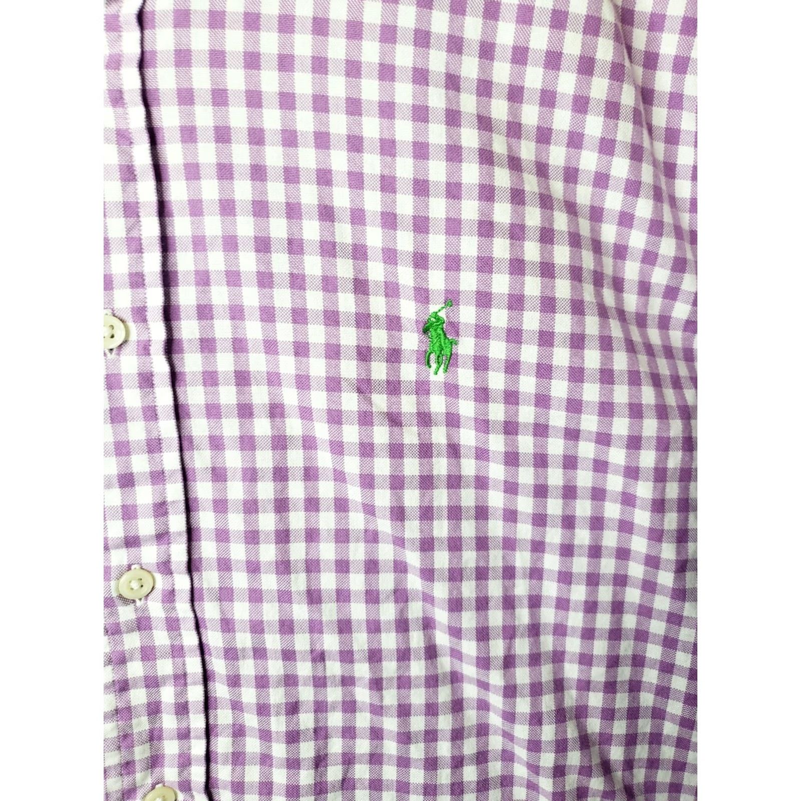 Polo Ralph Lauren Ralph Lauren Button Down Shirt Men's 16.5/34-35 L. S. White Purple Check Shirt Size US L / EU 52-54 / 3 - 4 Thumbnail