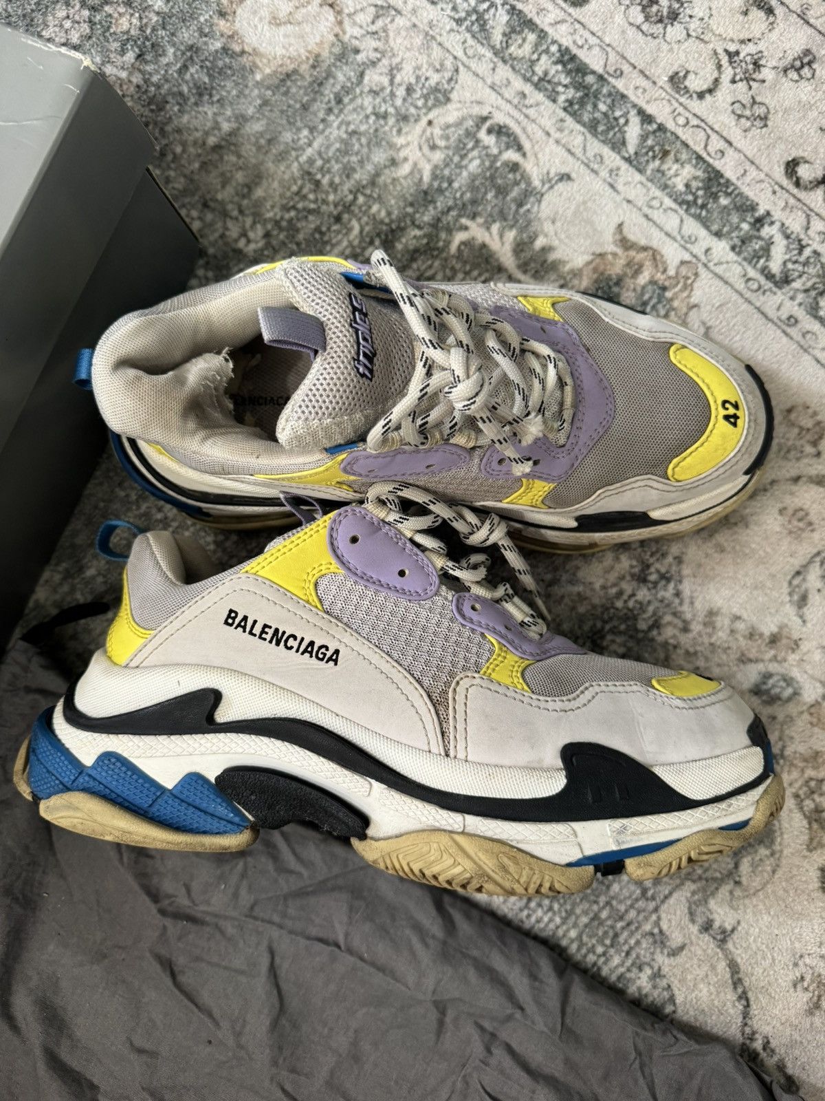 Balenciaga Balenciaga Triple S Purple Blue Yellow Size US 8 / EU 41 - 3 Thumbnail