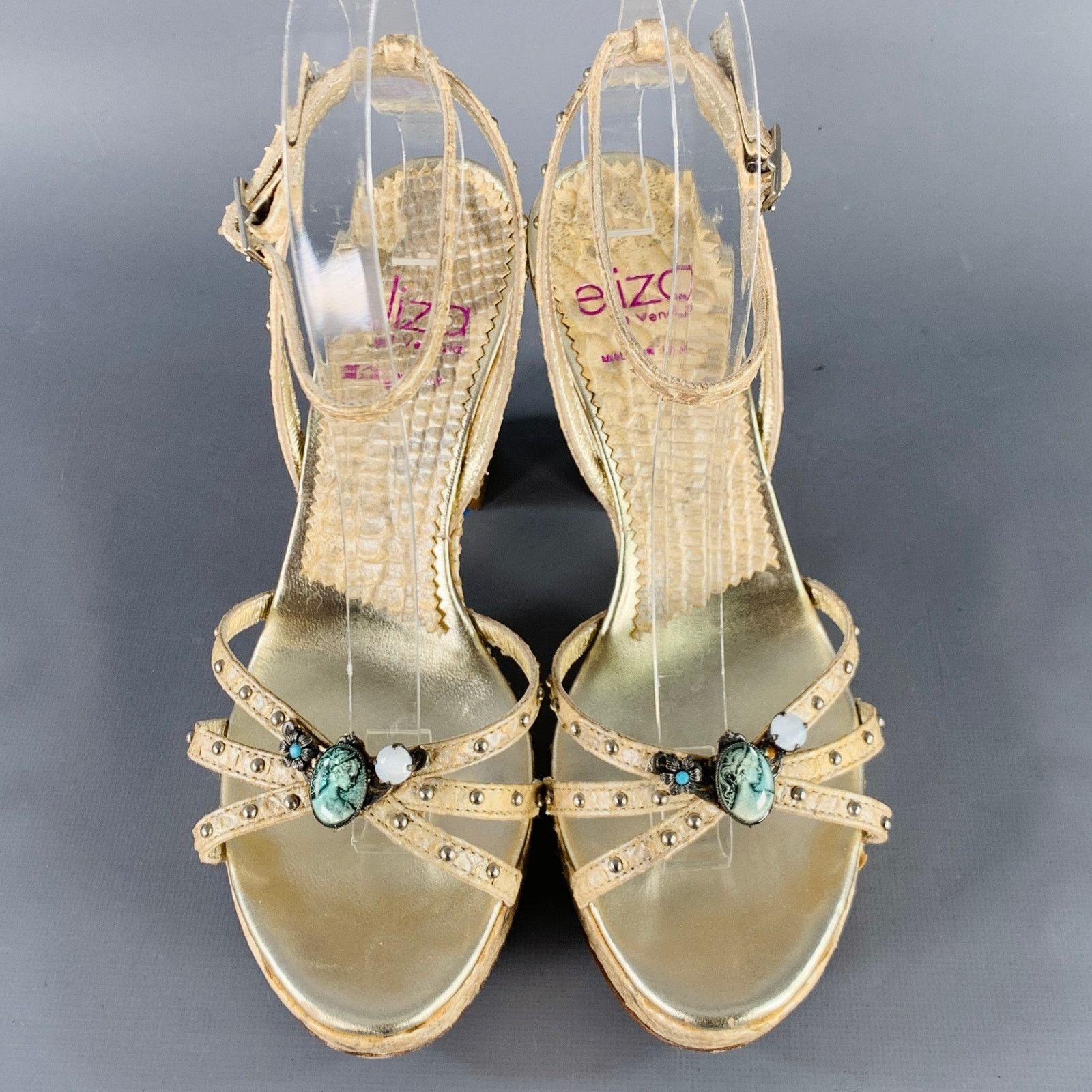 Other ELIZA Size 6 Beige Leather Embellishment Platform Sandals Size US 6 / IT 36 - 3 Thumbnail