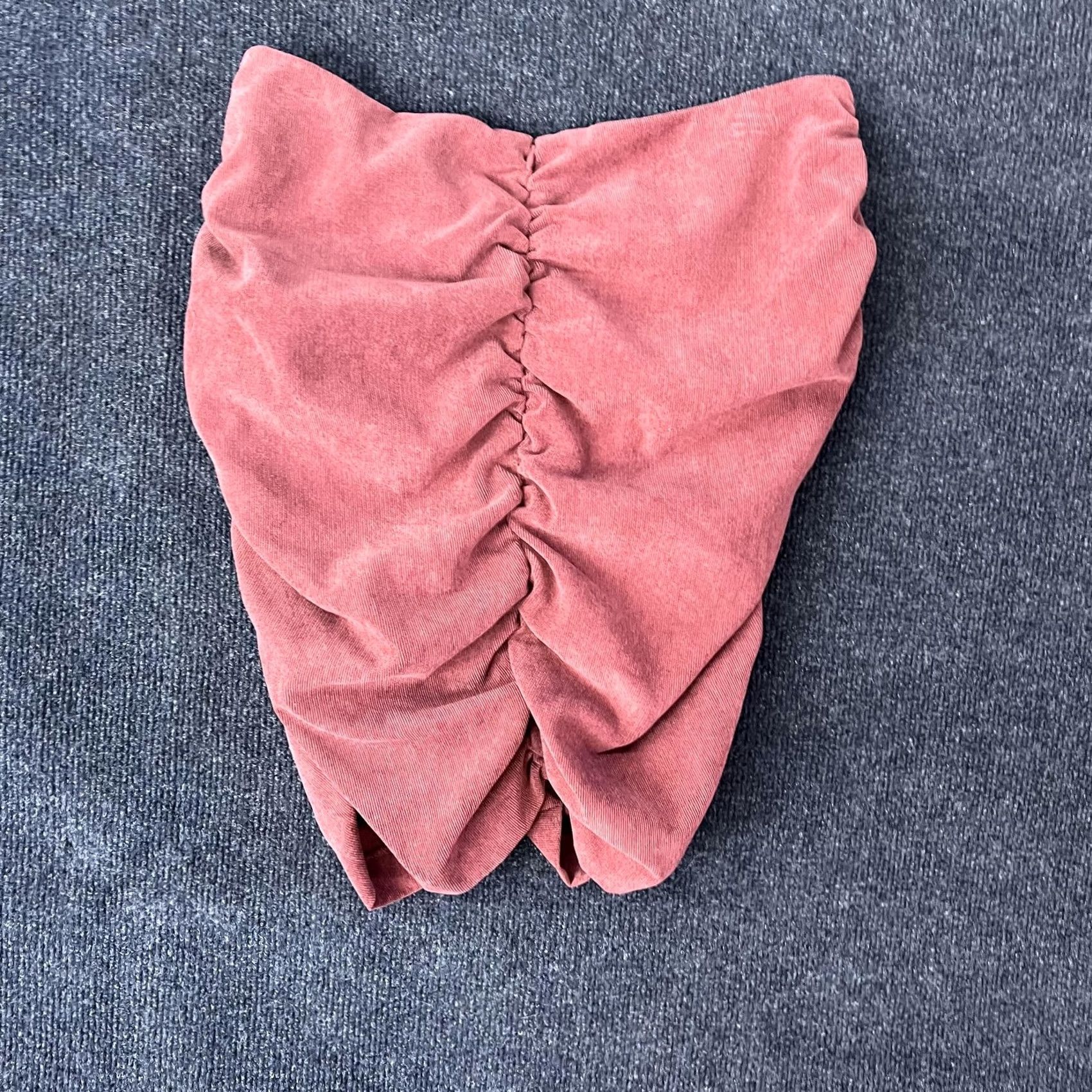 Zara Zara Skirt Womens L Pink Corduroy High Waist Ruched Mini Lined Stretch Party Size 36" / US 14 / IT 50 - 2 Thumbnail