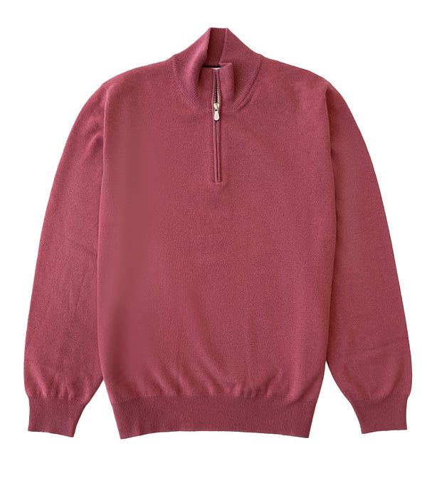 Brunello Cucinelli o1gr1nt0525 Half Zip Cashmere Pullover in Raspberry Size US M / EU 48-50 / 2 - 1 Thumbnail