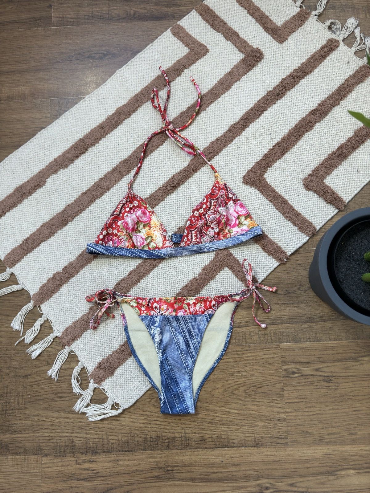 Vintage VINTAGE PAL DULCE DENIM STYLE FLOWERS 2 UNDERPANTS SWIMSUIT Size ONE SIZE - 5 Thumbnail