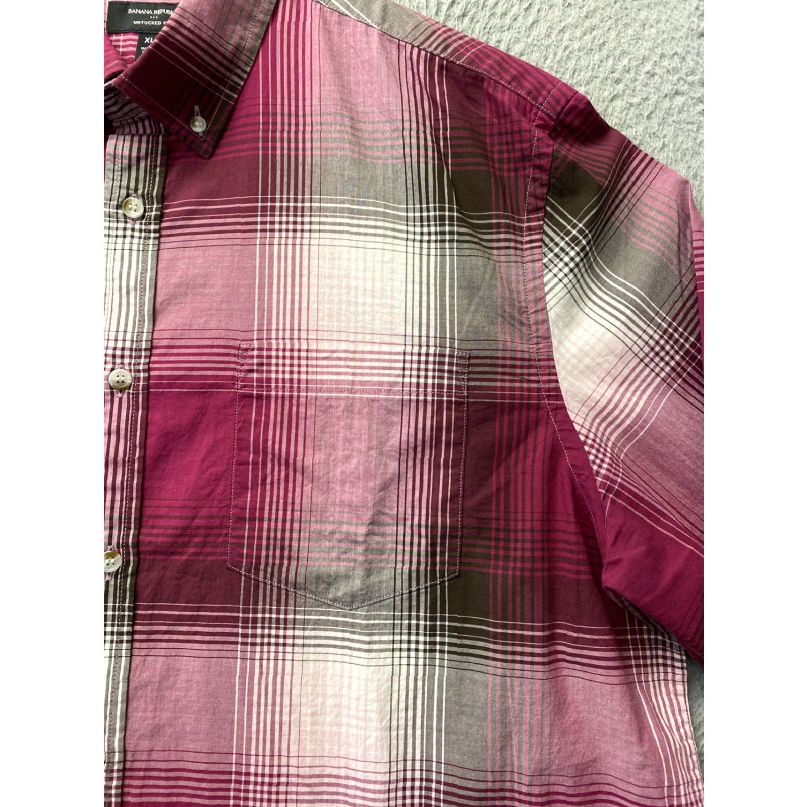 Banana Republic VINTAGE Banana Republic Men’s Long Sleeve Button Shirt XL Raspberry Plaid Clothing Mens Size US XL / EU 56 / 4 - 3 Thumbnail