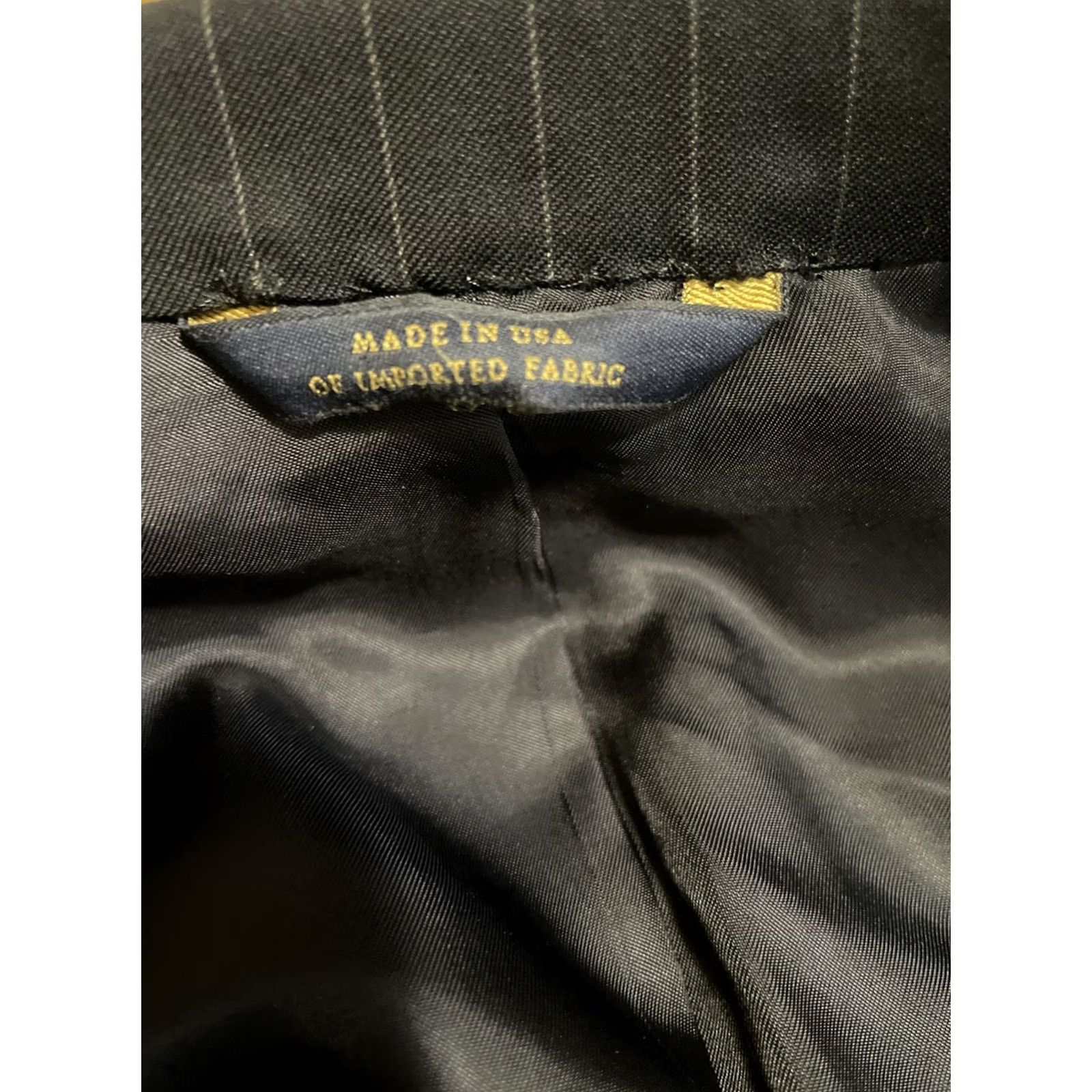 Brooks Brothers VINTAGE Brooks Brothers Blazer Mens 43S Navy Blue Pinstripe Trabaldo Togna Wool Classic USA Size 46R - 6 Thumbnail