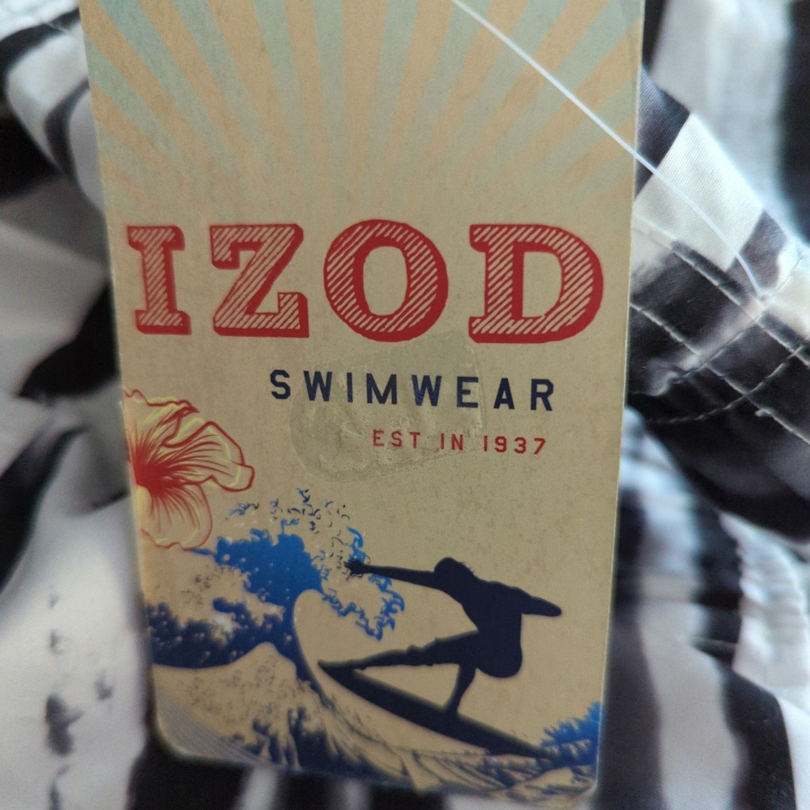 Izod IZOD White Black Striped Men's Swim Trunks XXL NEW Summer Size US 40 / EU 56 - 10 Thumbnail