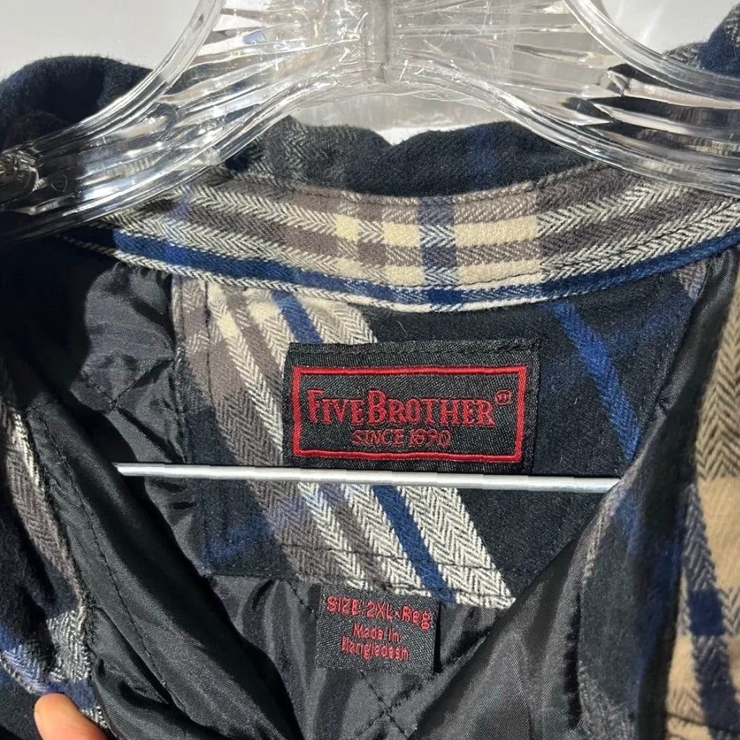 Vintage Five Brother Mens 2XL Quilted Lined Flannel Shirt Jacket Blue Plaid Workwear Size US XXL / EU 58 / 5 - 3 Thumbnail