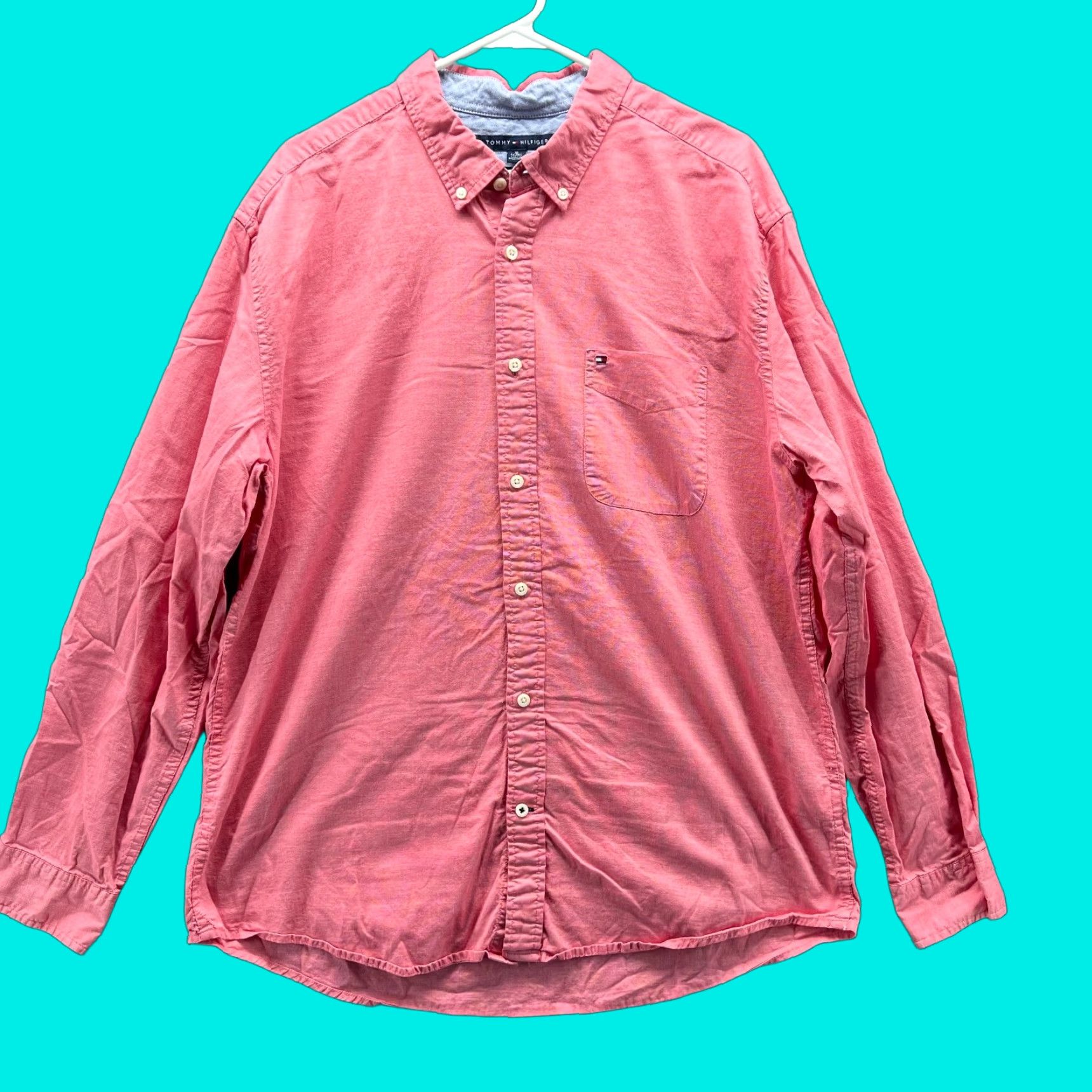 Tommy Hilfiger VINTAGE Tommy Hilfiger Shirt Mens XL Pink Button Down Classic Preppy Dress Oxford VTG Size 46R - 1 Thumbnail