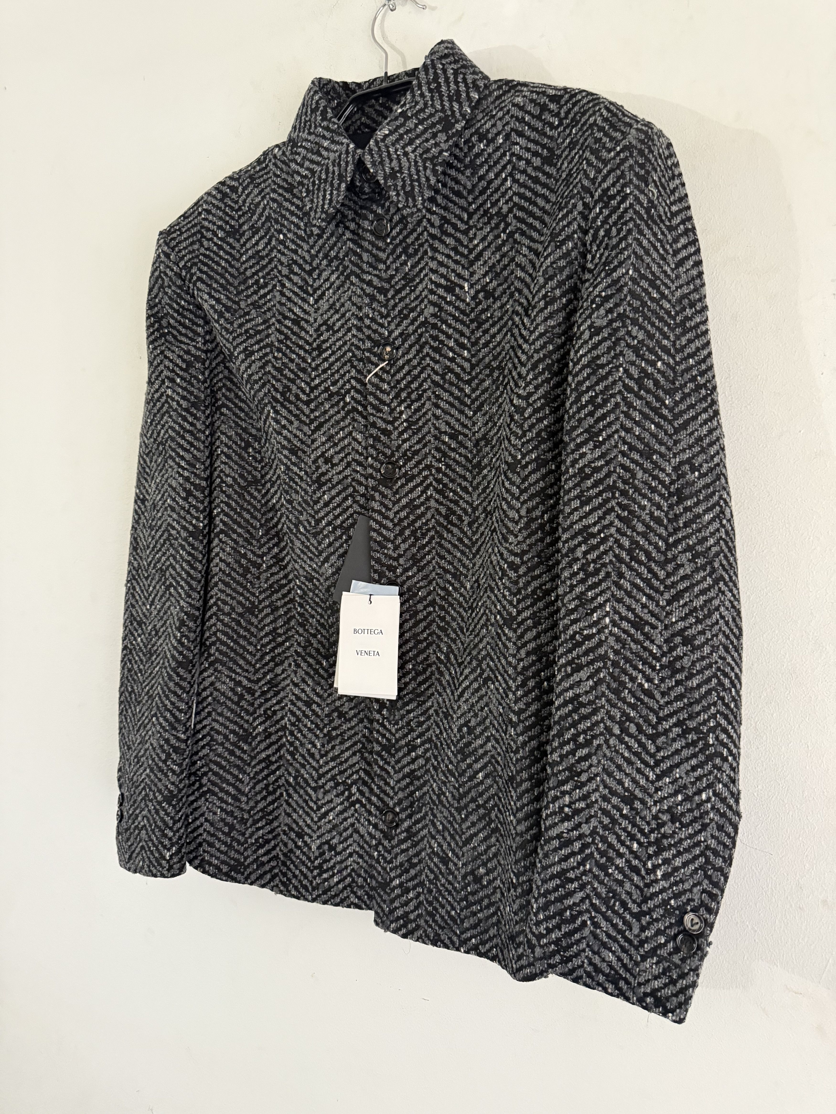 Bottega Veneta Herringbone Wool-Blend Overshirt/Jacket Size 42R - 3 Thumbnail