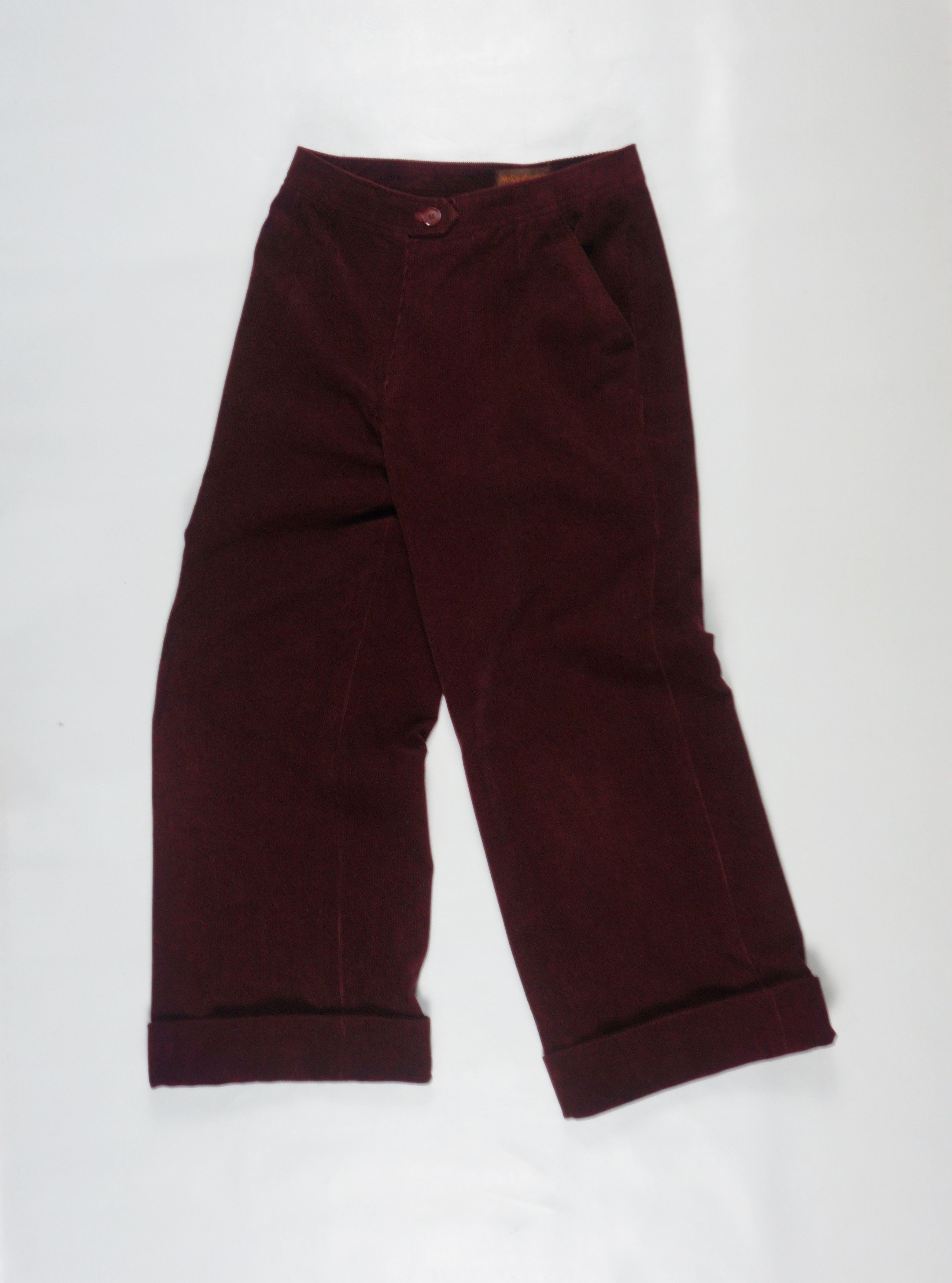 Yves Saint Laurent YSL Yves Saint Lauren Maroon High Waist Wide Corduroy Pants Size 27" / US 4 / IT 40 - 1 Thumbnail