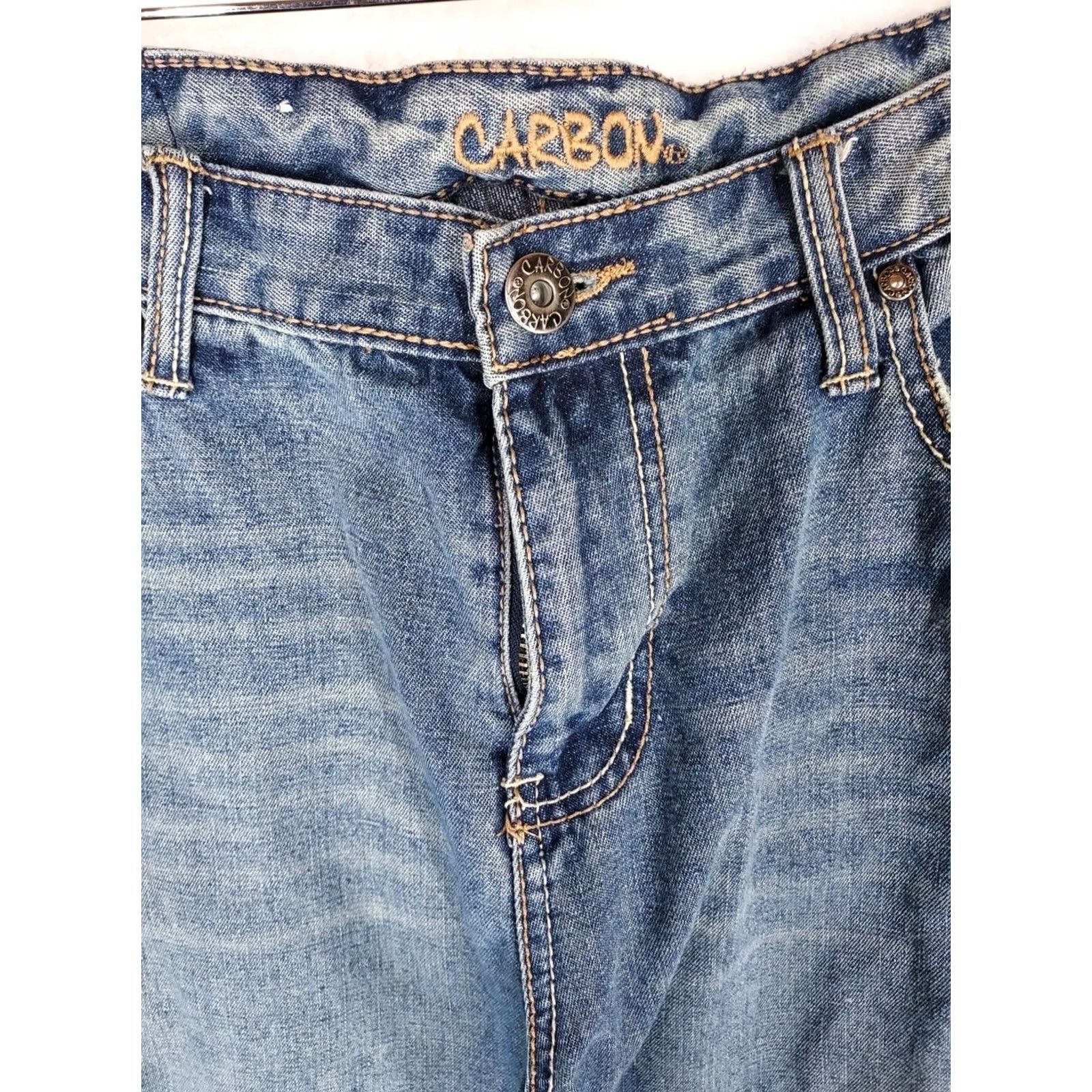 Carbon Carbon Mens Bootcut Jeans 34x32 Denim Blue 5-Pocket Regular Inseam 31in Relaxed Straight Casual Collection Jeans Size US 34 / EU 50 - 3 Thumbnail