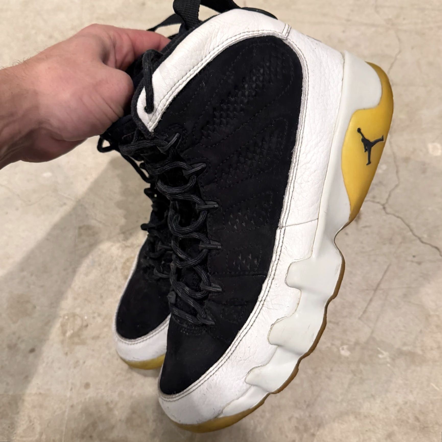 Jordan Brand Air Jordan 9 Retro City of Flight Mens Size 8 Black White Gold DISTRESS Sneaker City of Flight Jordan 9 Retro Mens Size ONE SIZE - 6 Thumbnail